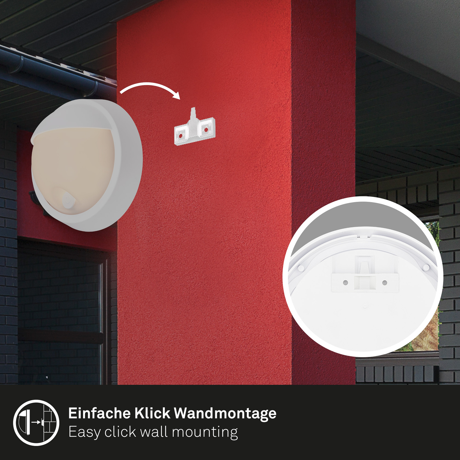 LED-Akku-Außenwandlampe 3784016, weiß, Touchdimmer, Ø 17 cm