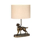 Rufus table lamp, bronze-patina/cream, linen, resin