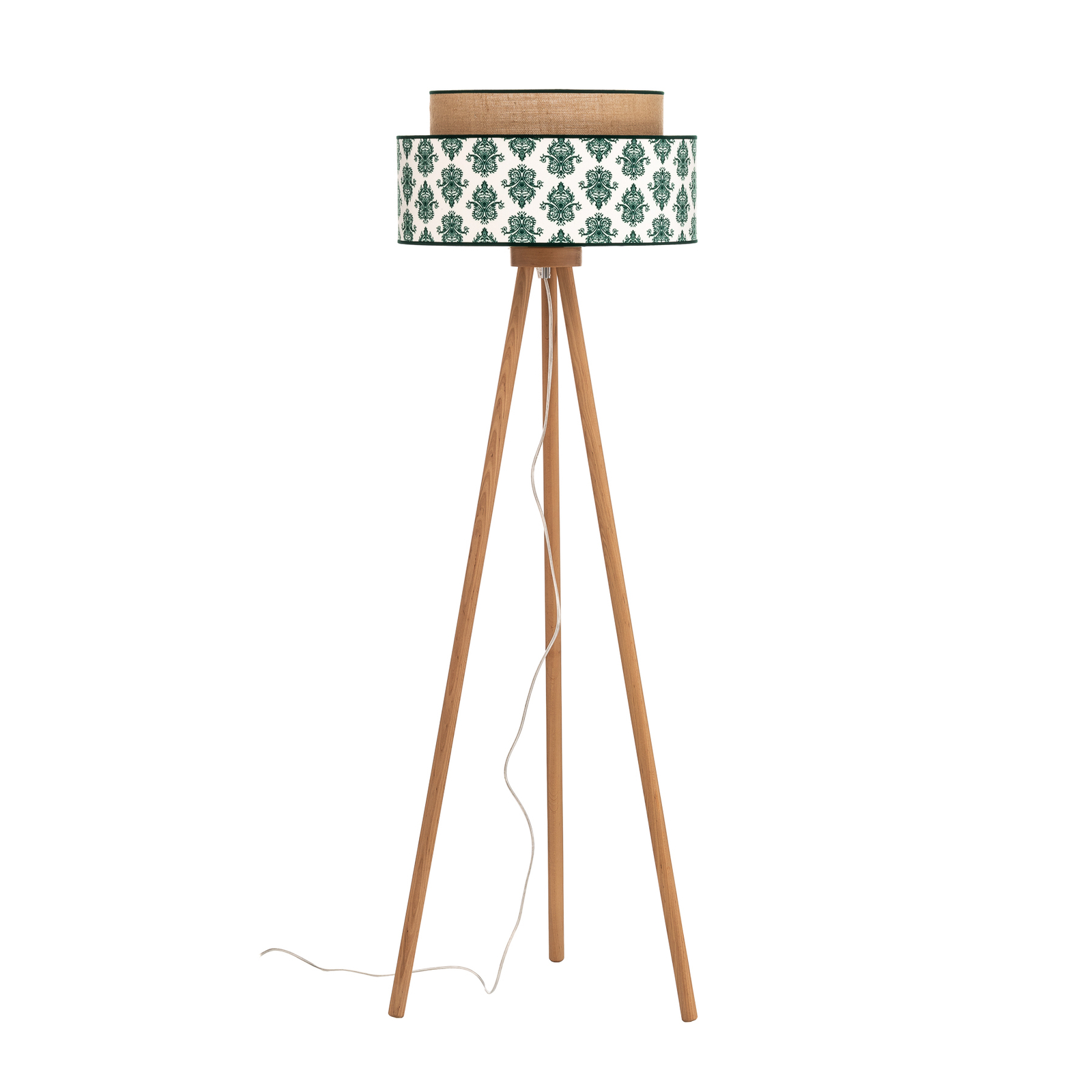 Stojací lampa Hampton Boho zelená ornament/juta