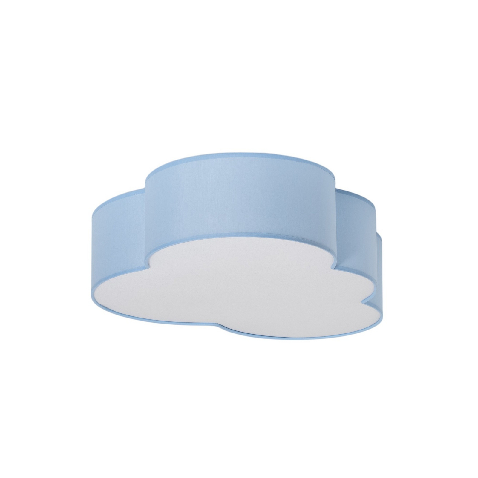 Plafondlamp Cloud, blauw, 63 cm lang, textiel, wolk, E27