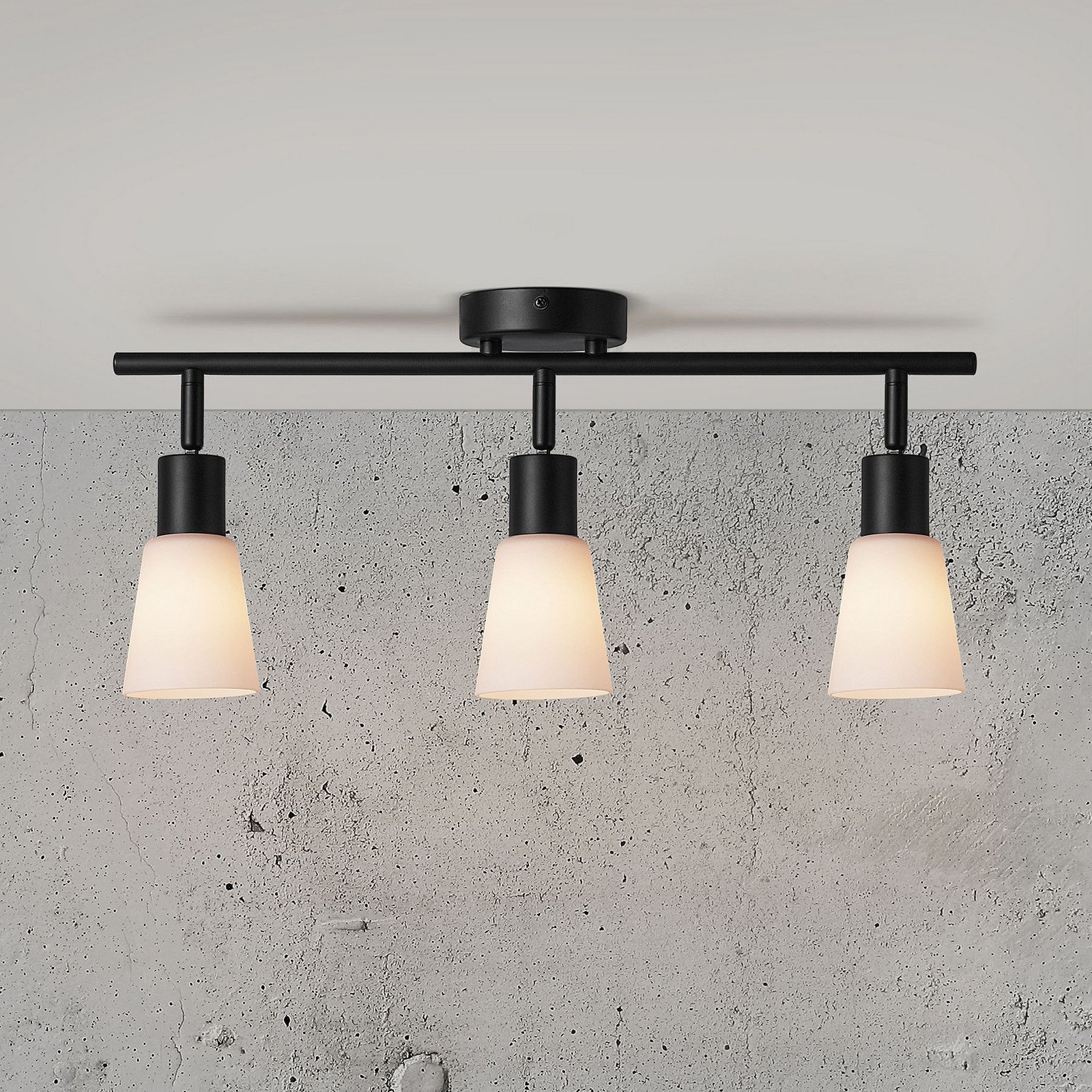 Nordlux Plafonieră Cole din sticlă și metal 3 becuri - dormitor - Modern - alb negru