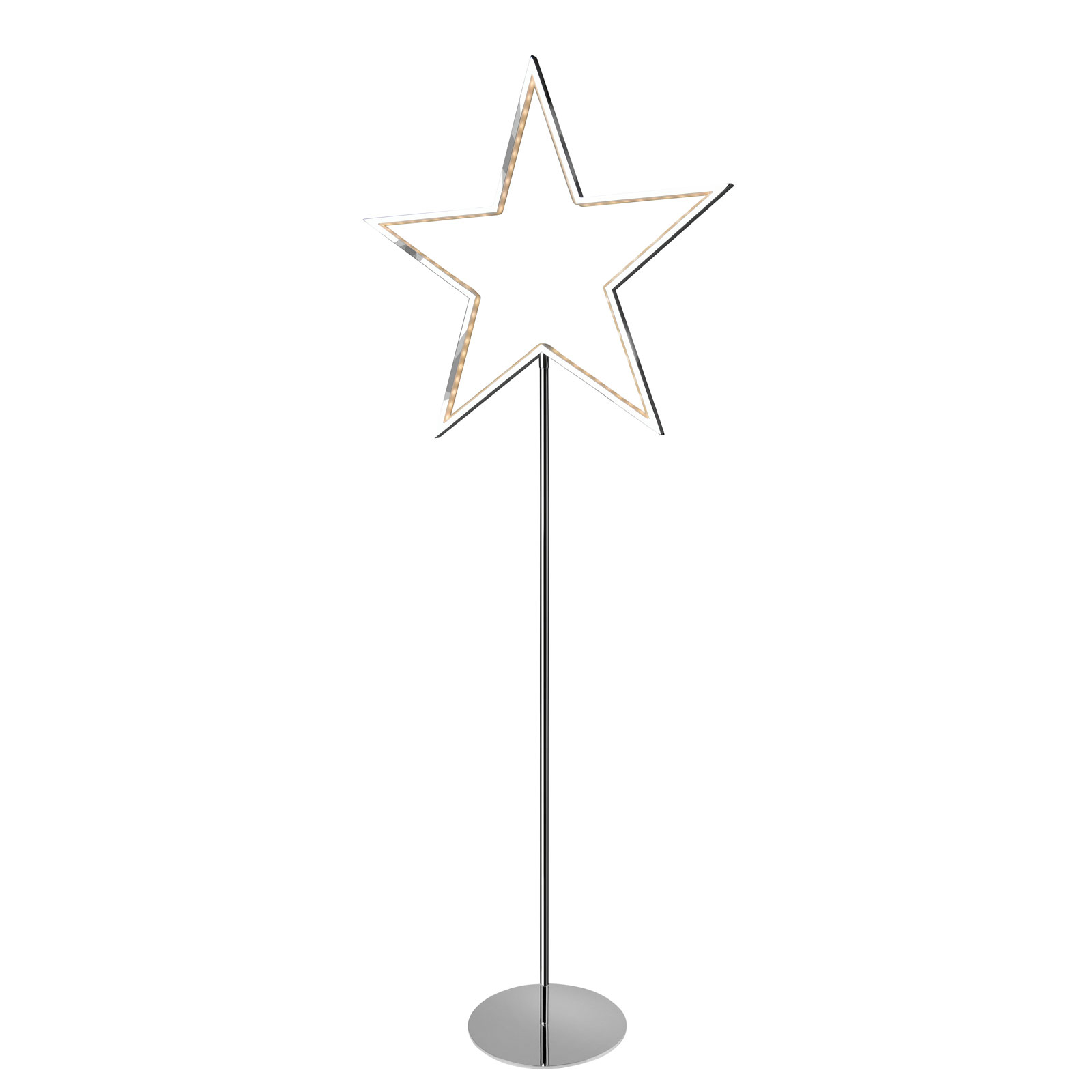 Stern-Dekoleuchte Lucy chrom, Höhe 130 cm