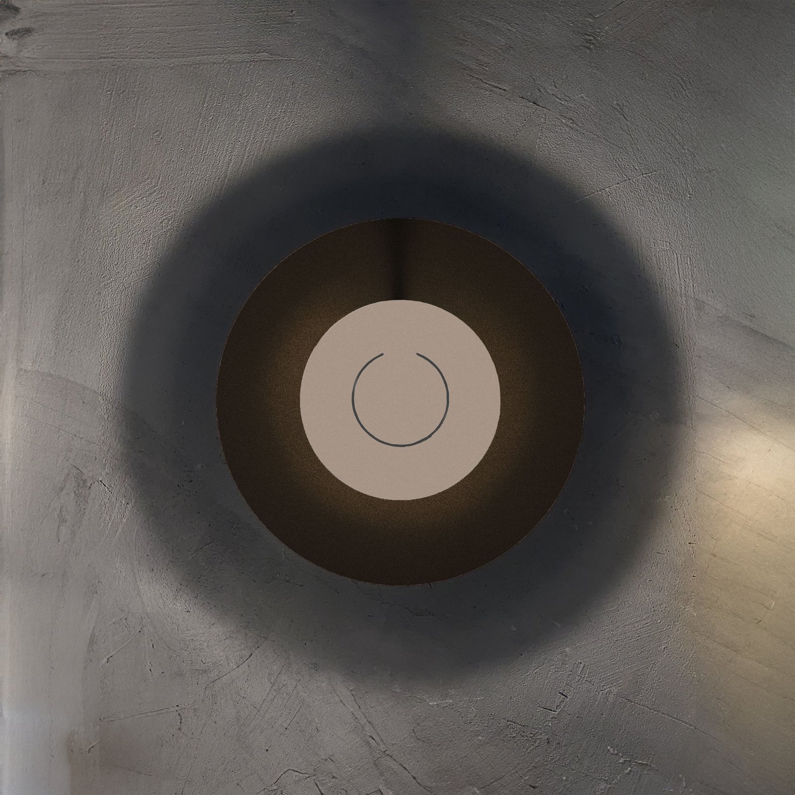Knikerboker LED wall lamp DoppioZero, brown/Sahara, Ø 30 cm