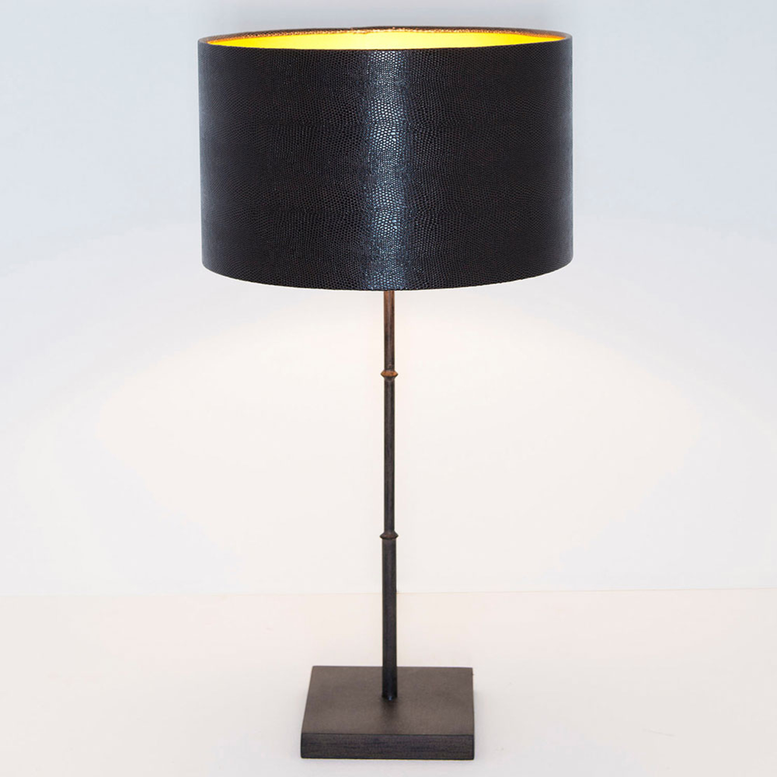 Lámpara de mesa Bambú, marrón-negro oro