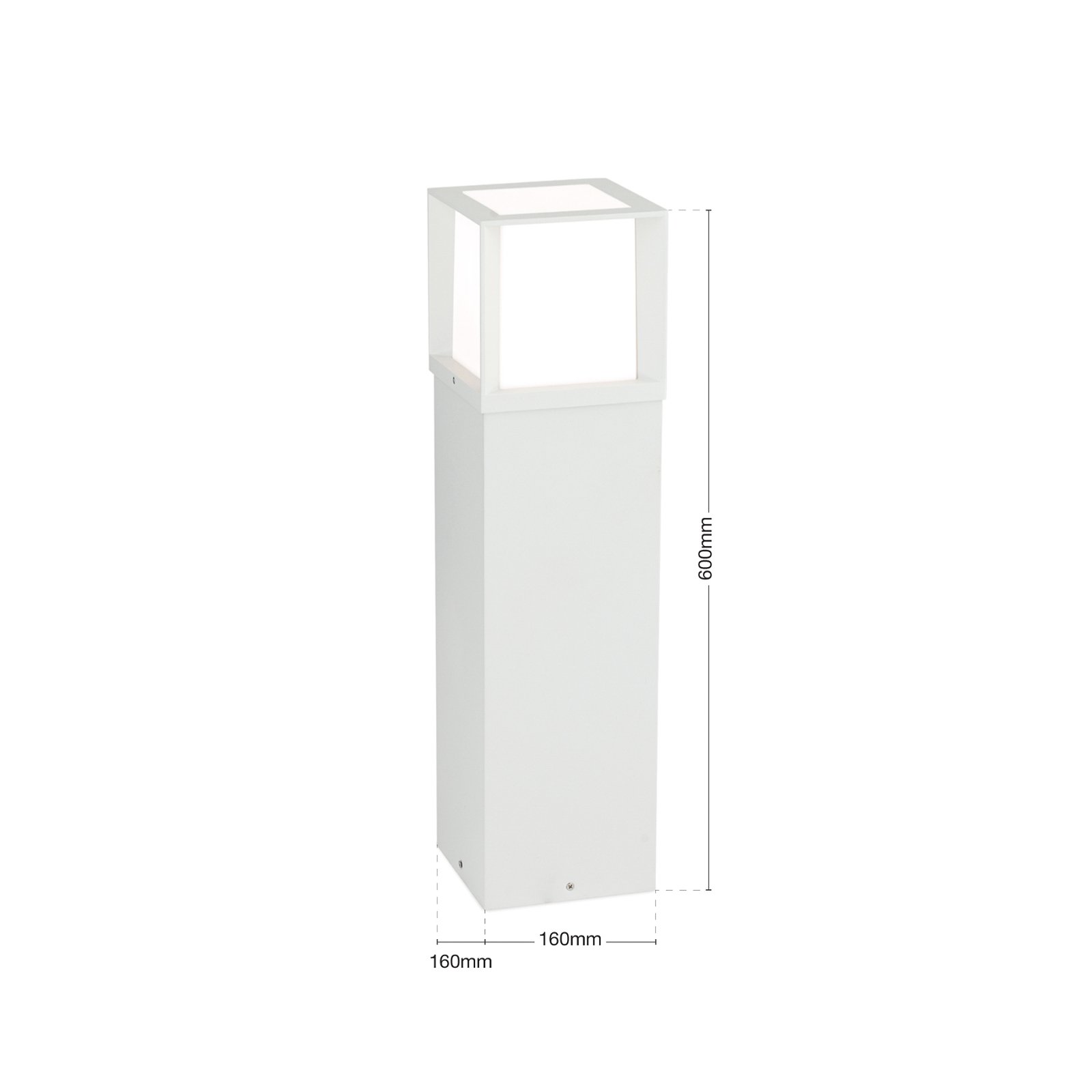 Borne lumineuse Henry, blanc, hauteur 60 cm, alu/inox