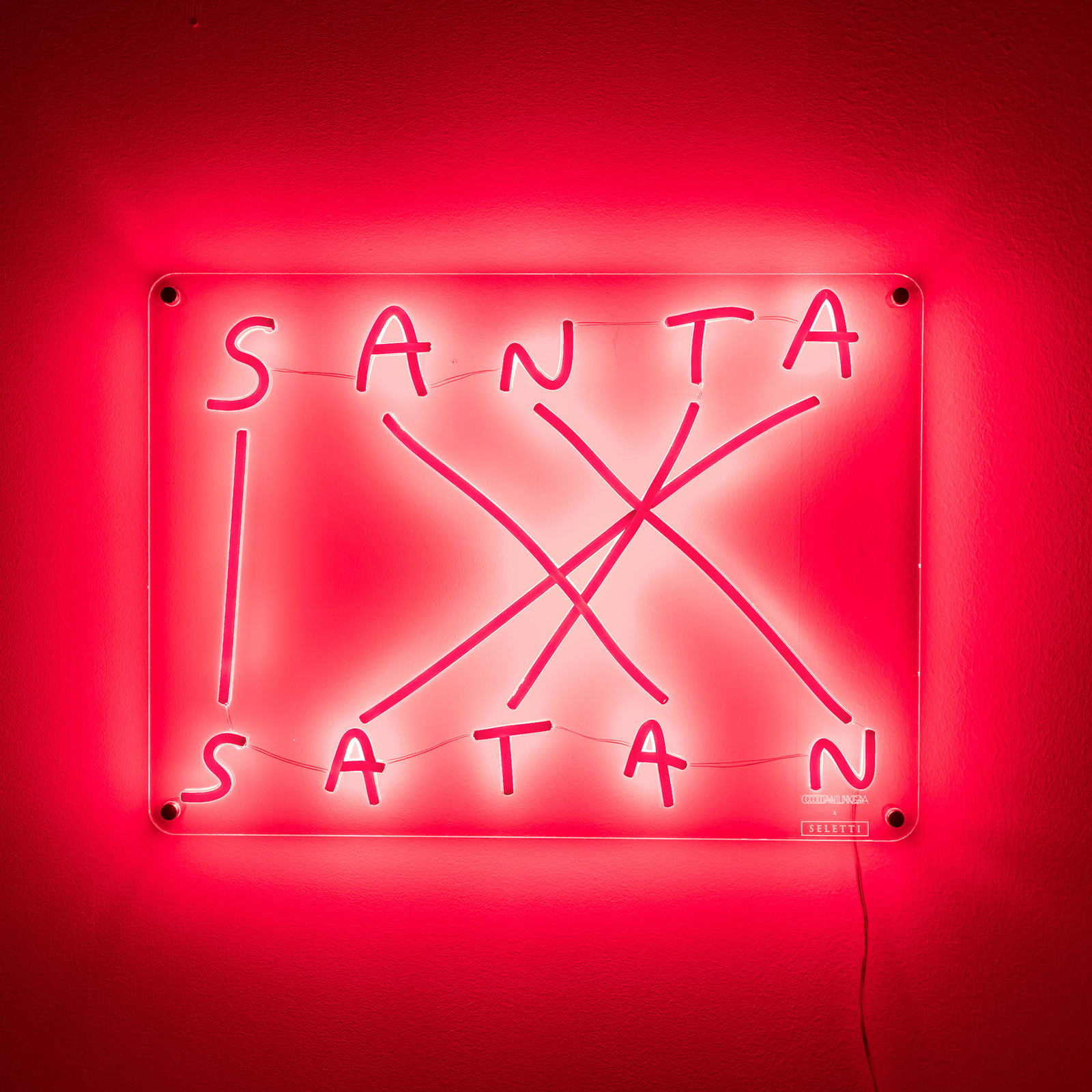 LED decoratie-wandlamp Santa-Satan, rood