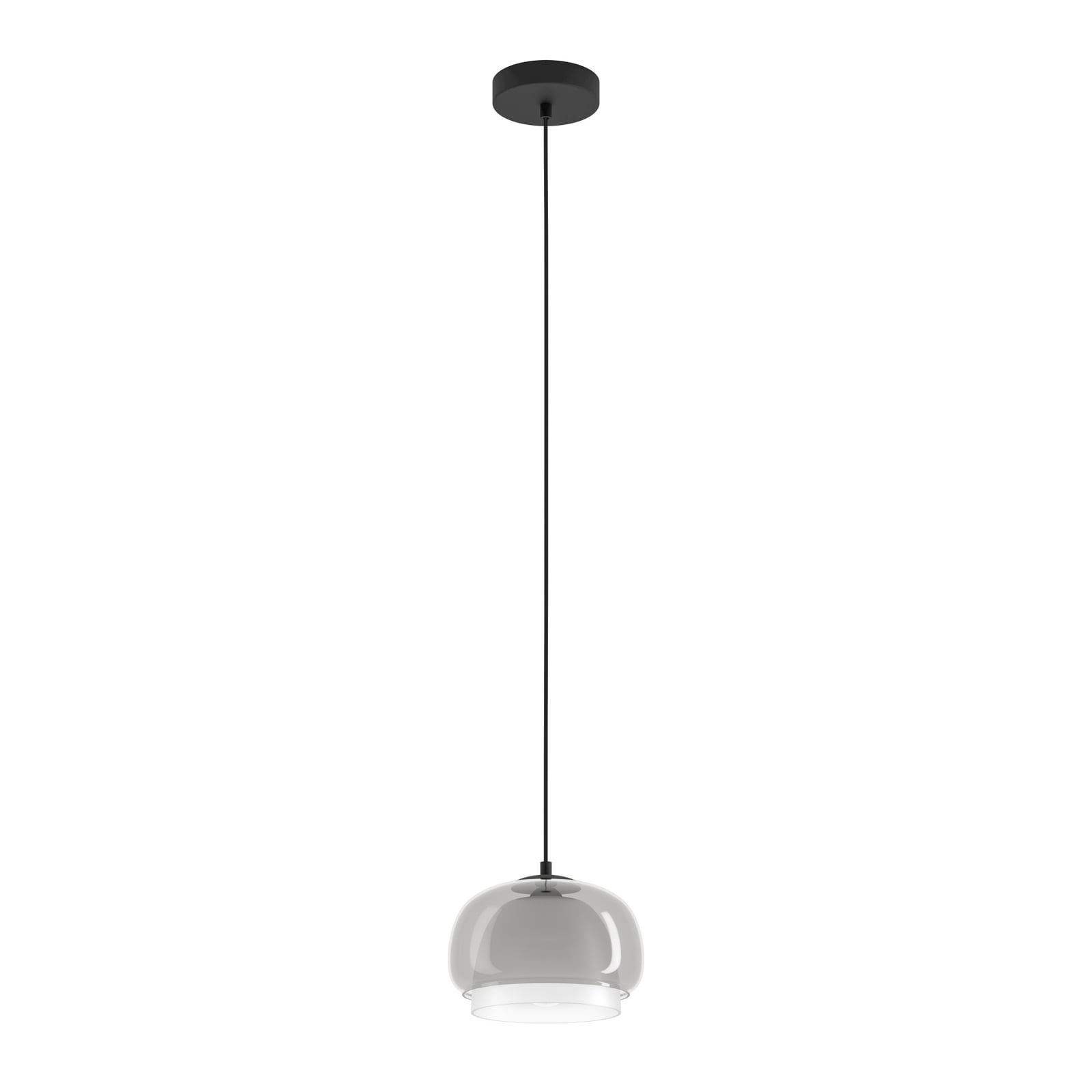 Hängeleuchte Belomontejo, Ø 22 cm, schwarz-transparent, Glas