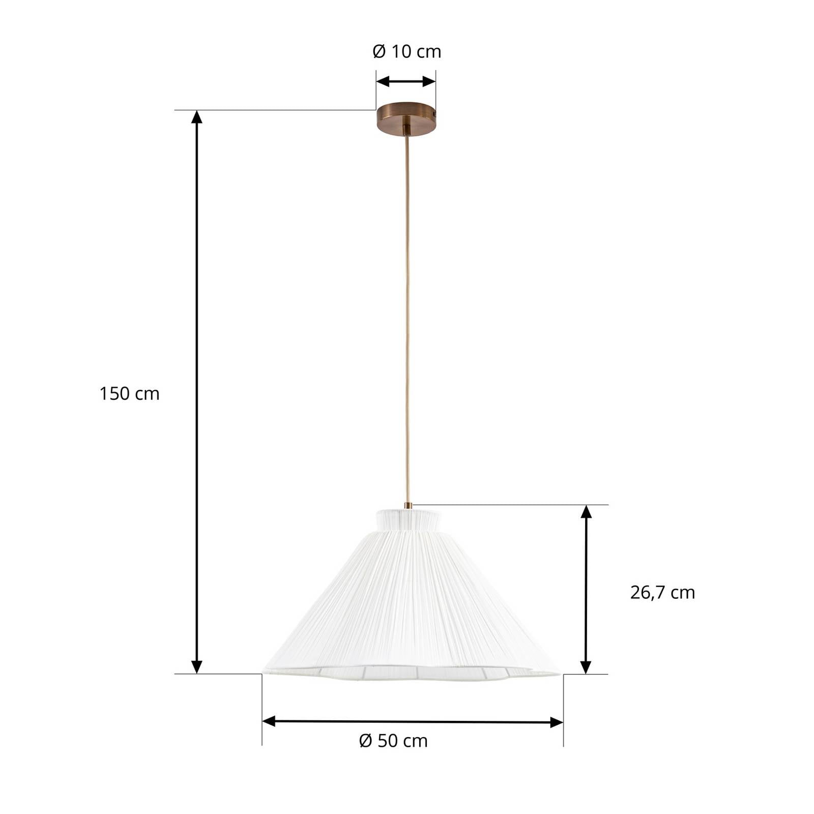 Żyrandol Lucande Lisbeth, Ø 50 cm, biała/mosiężna, E27