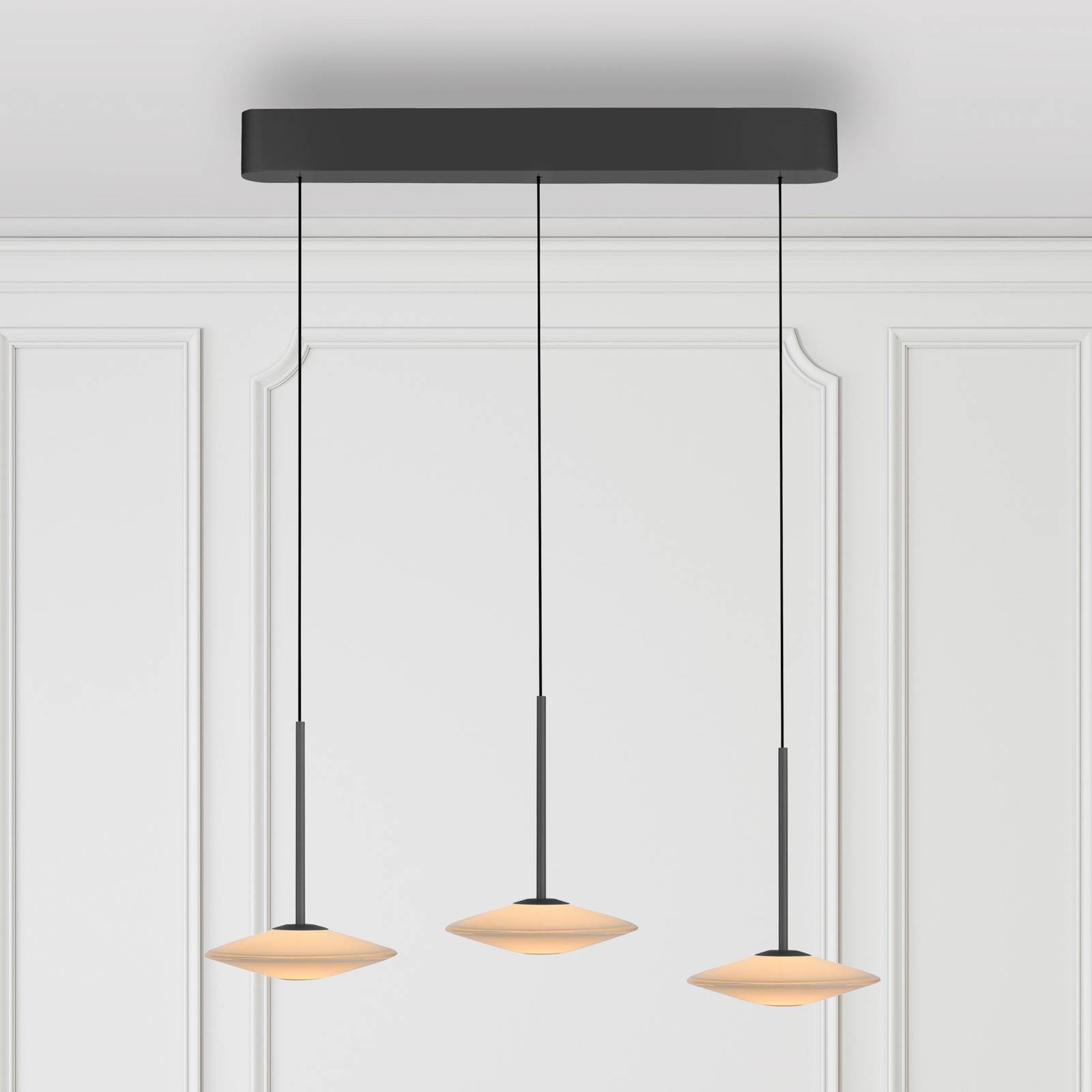 Paul Neuhaus LED-Pendelleuchte Elipsa, 3-flg., weiß/schwarz günstig online kaufen