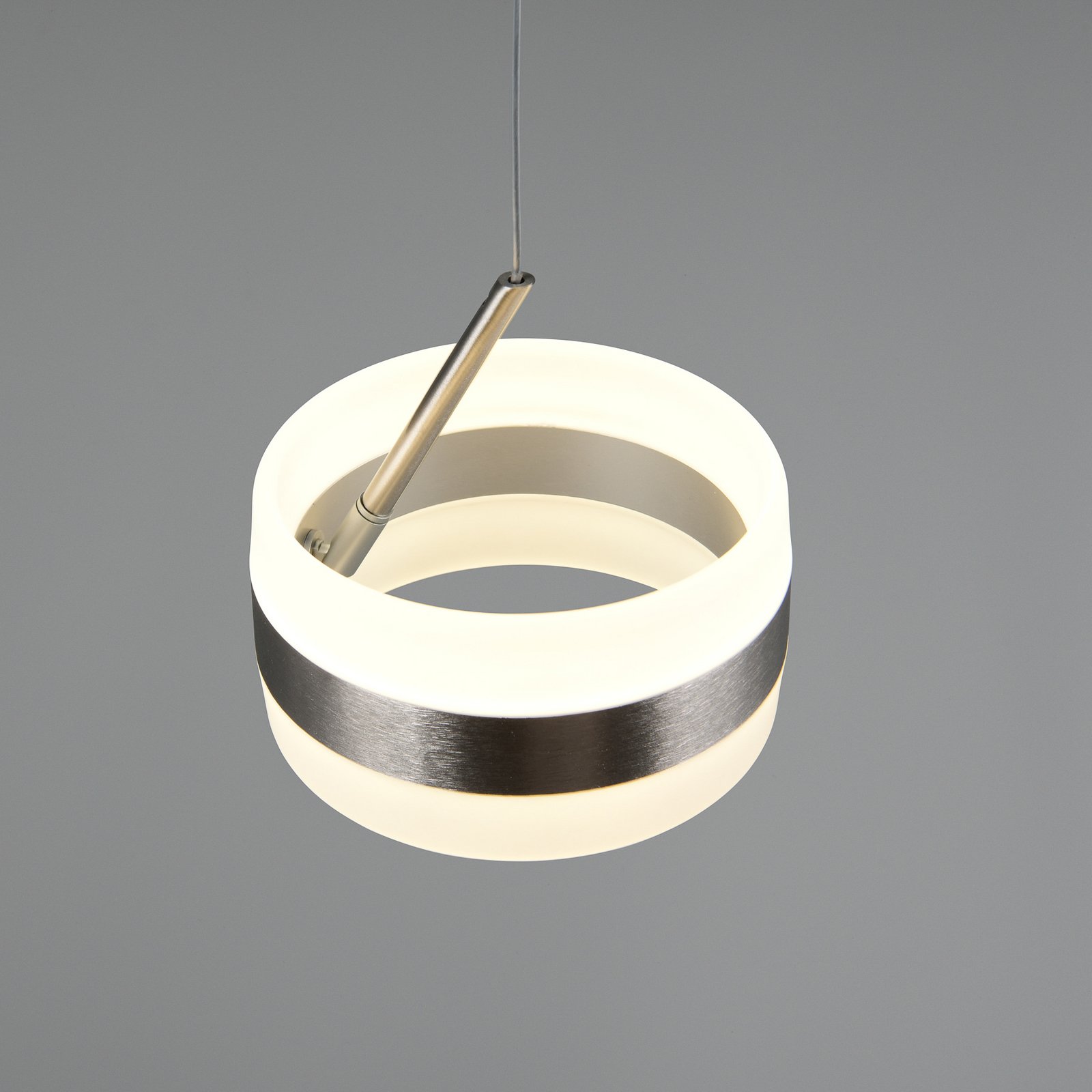 LED piekaramā lampa Dios, niķeļa krāsā, Ø 15 cm, metāls, CCT LED piekaramā lampa Dios, niķeļa krāsā, Ø 15 cm, metāls, CCT