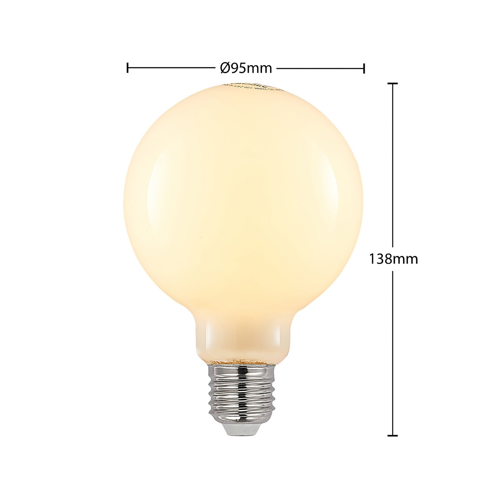 LED lempa E27 4W 2700K G95 Globe dimmable opal 3-pack