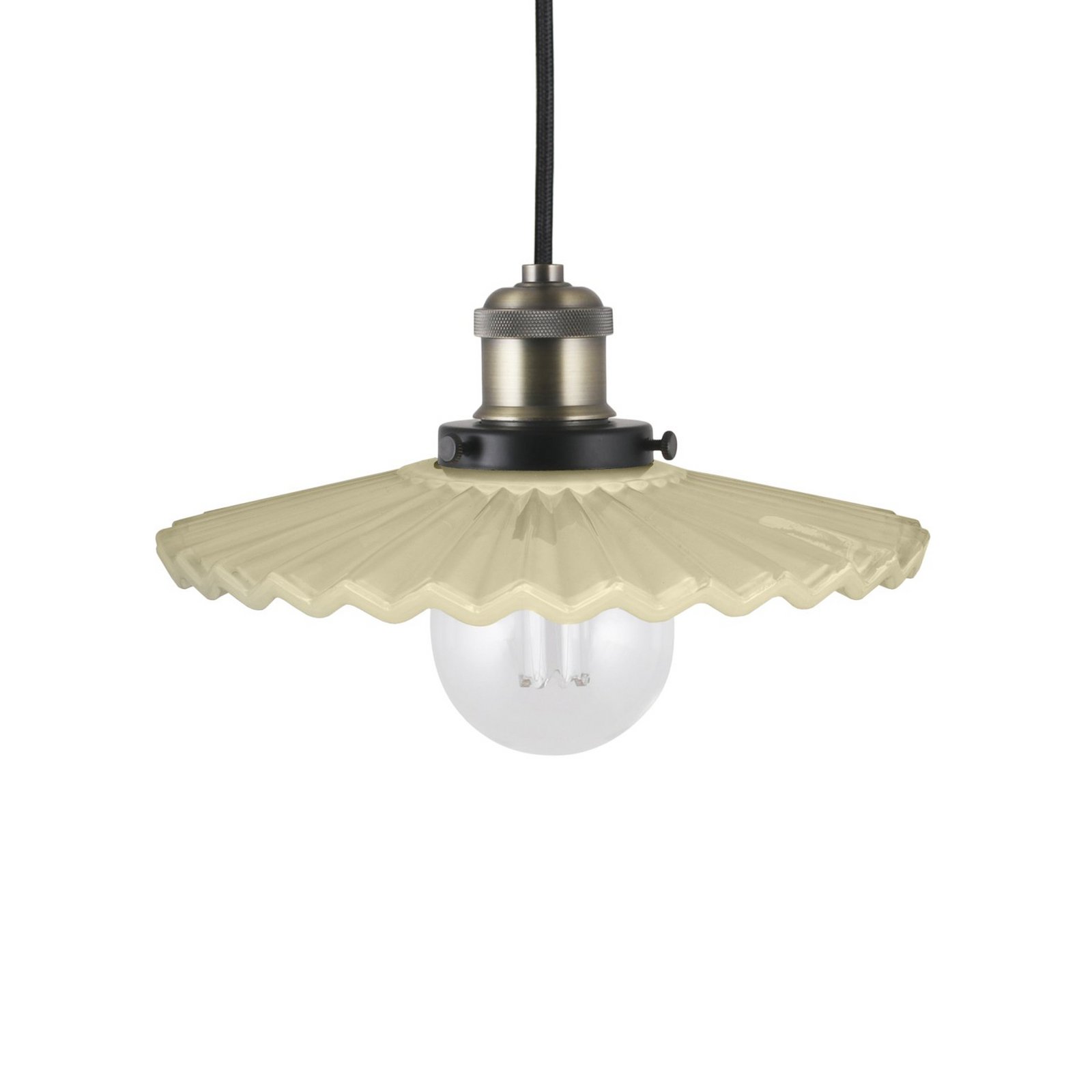 Globen Lighting Hängelampe COBBLER, creme/altmessing Ø 25 cm