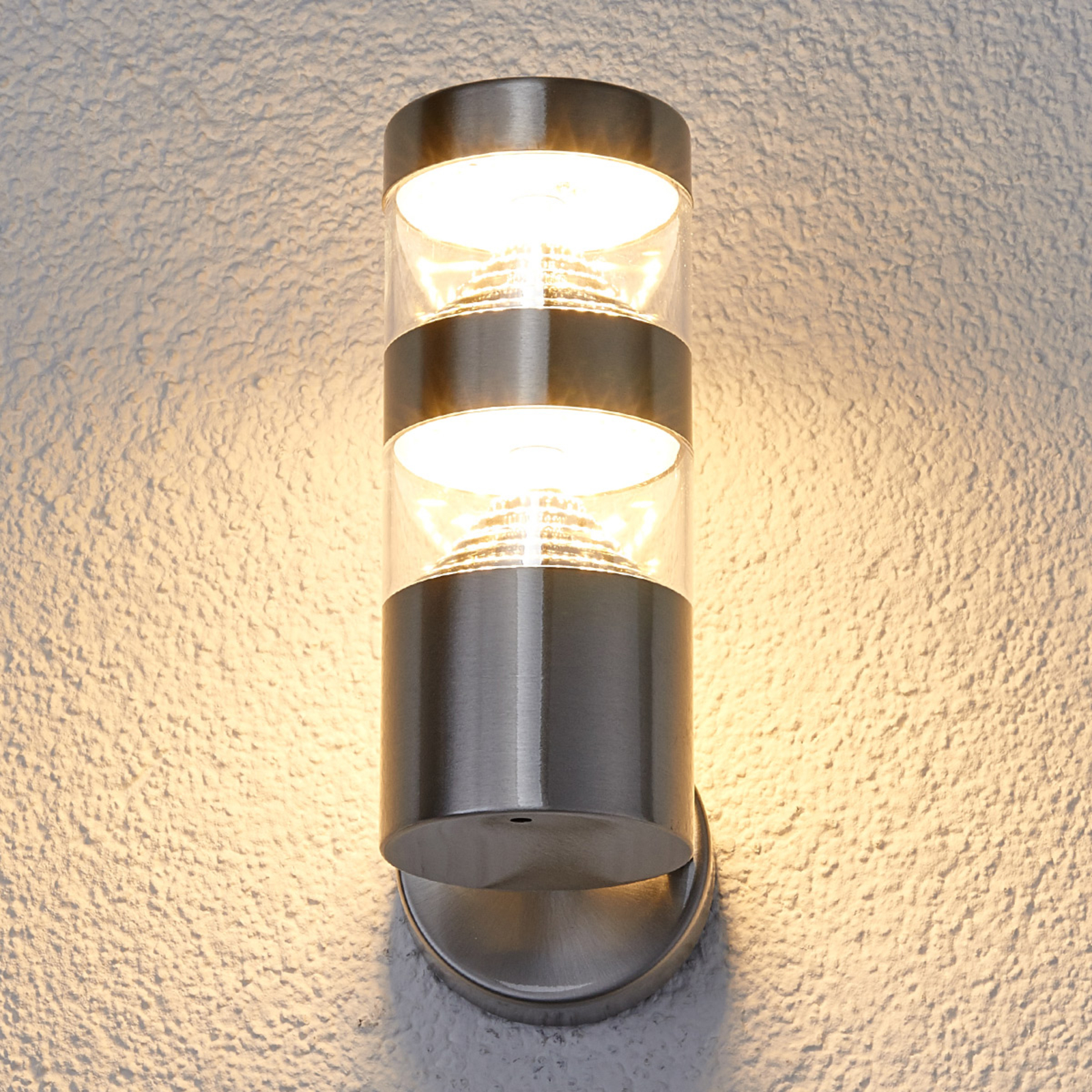 LED-Edelstahl-Außenwandleuchte Lanea gerade