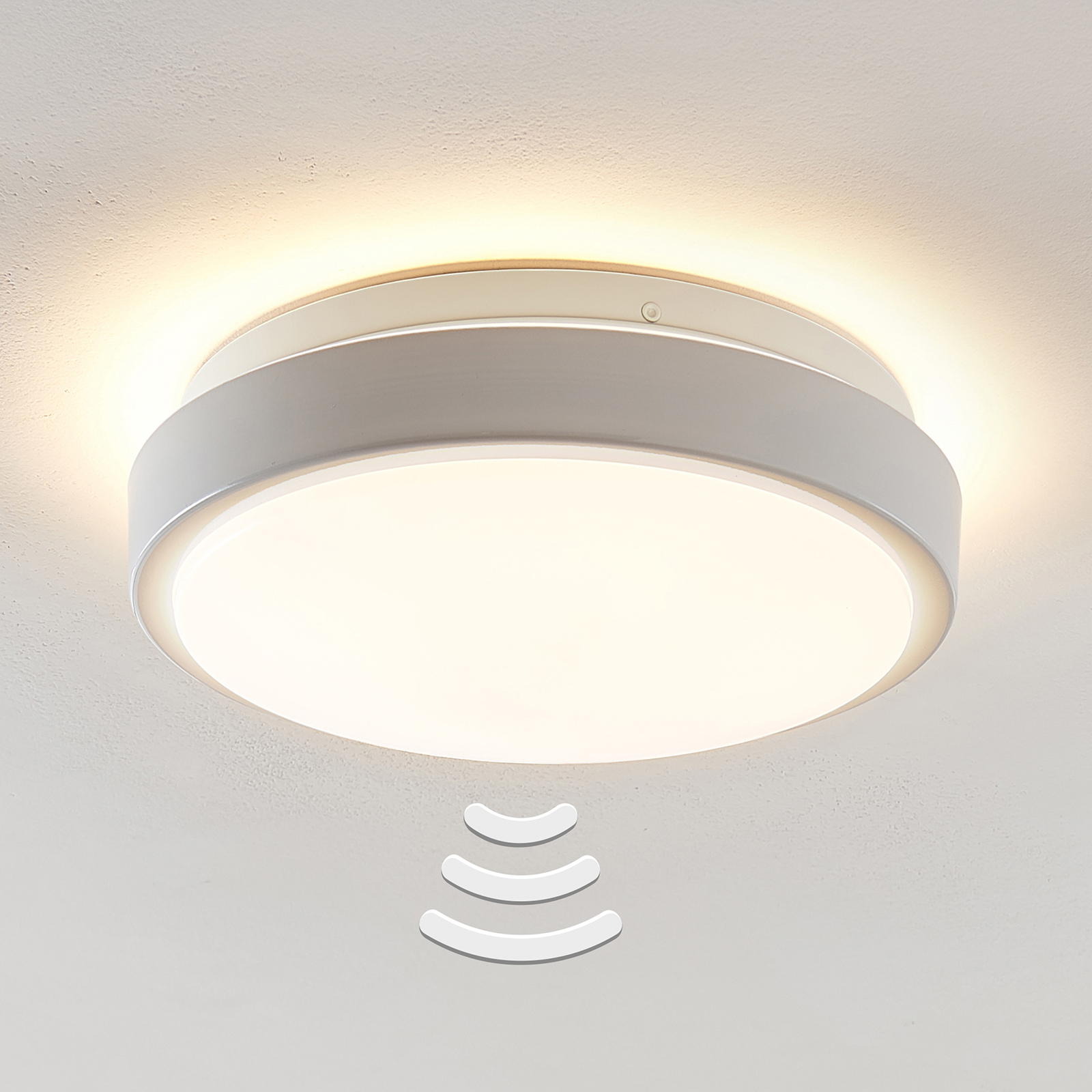 Lindby Camille LED-sensor plafondlamp Ø26cm wit