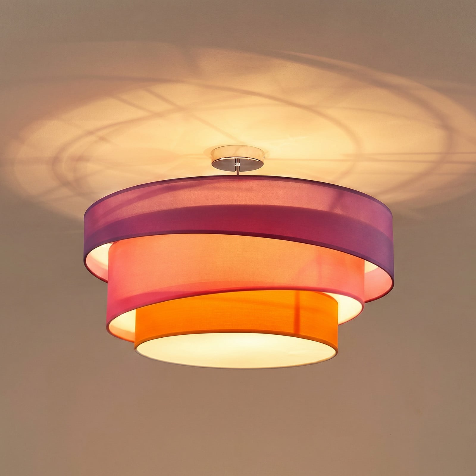 Melia Plafond Violet/Pink/Orange/Chrome Lindby - Vardagsrum - Modern - Tyg / textil - Med avst&aring;nd