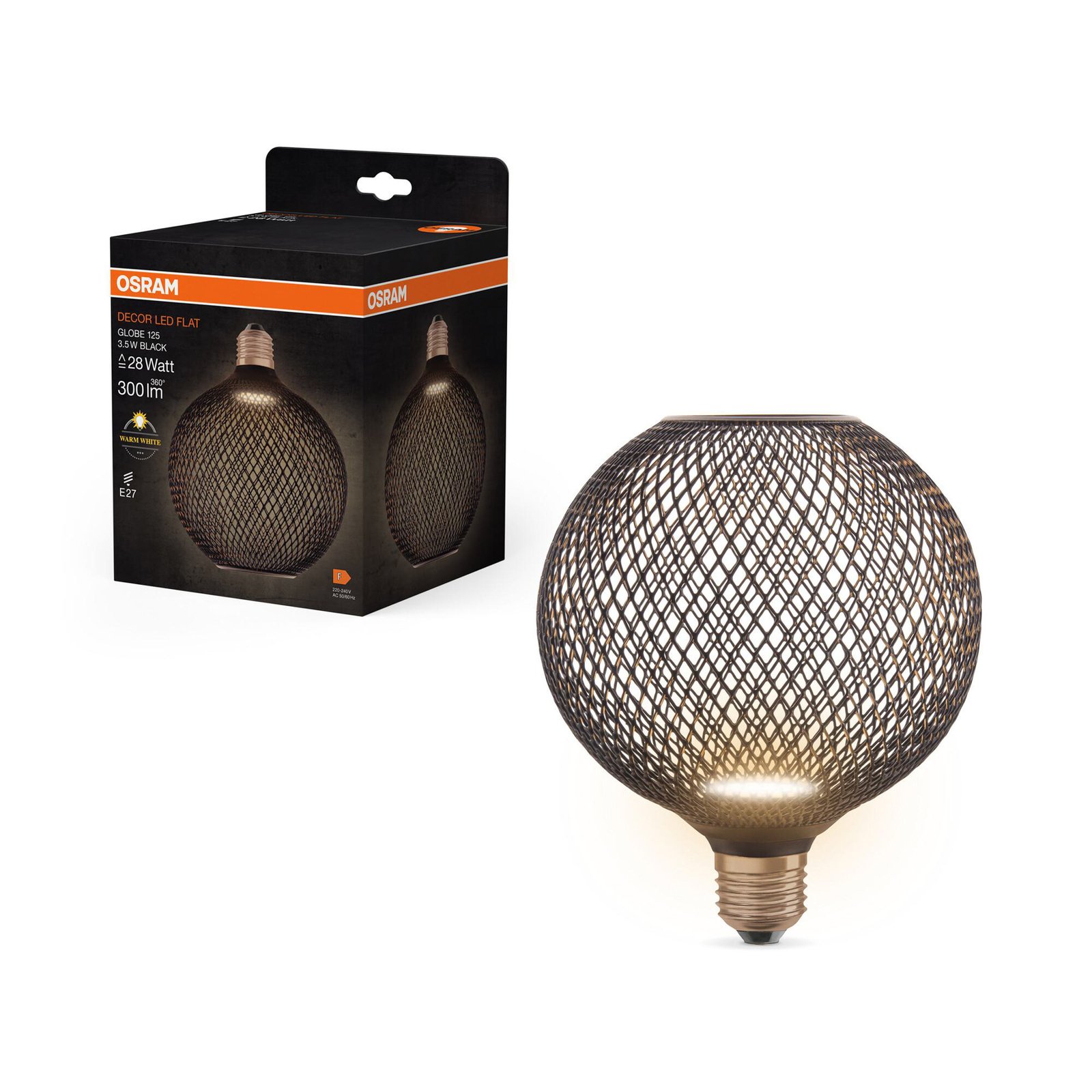 OSRAM Decor LED Flat Globe E27 3.5W negru 2,700K metal