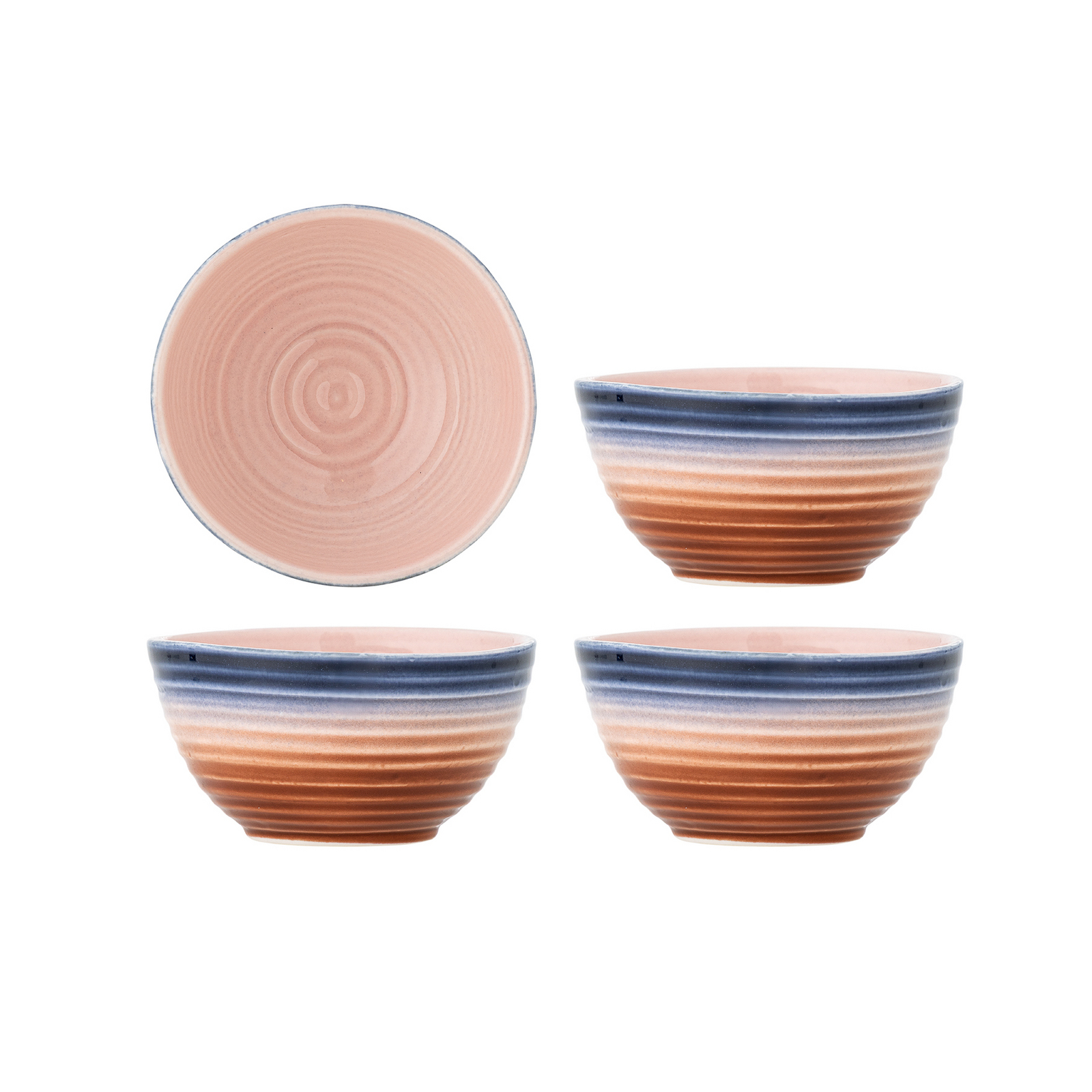 Miska Tatum 6 cm, oranžová/modrá, sada 4 ks, keramika – Bloomingville