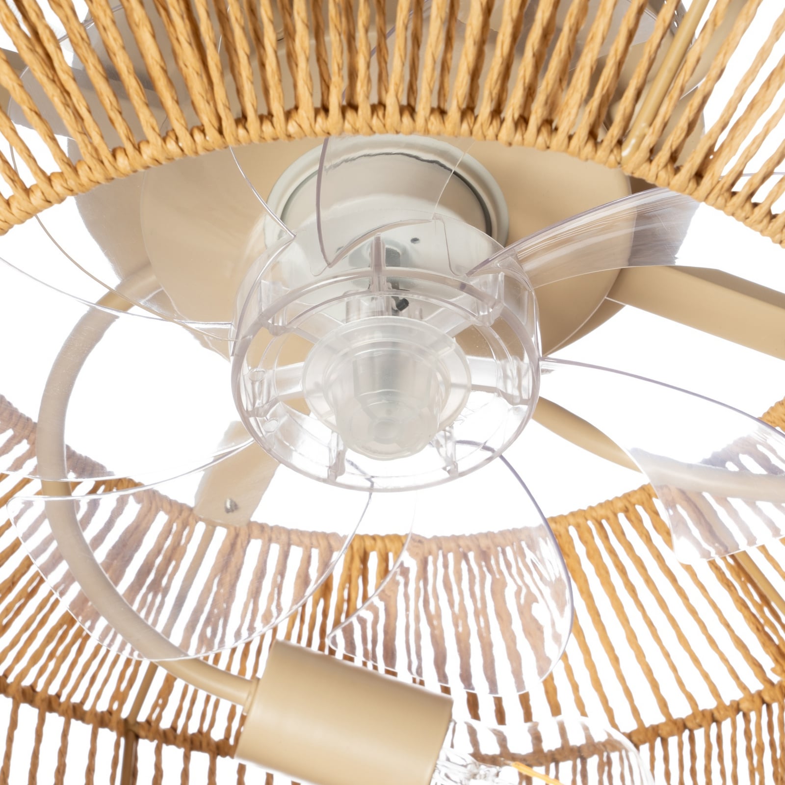 Lucande Deckenventilator mit Licht Raveni, Ø 50 cm, Hanfseil Lucande Deckenventilator mit Licht Raveni, Ø 50 cm, Hanfseil