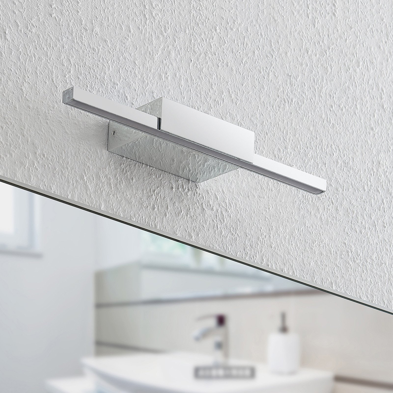 Arcchio Metin LED mirror lamp, IP44, 35 cm, for Bathroom, aluminium, iron, acrylic, 8 W, energy efficiency: A+, W: 35 cm, H: 3.5 cm