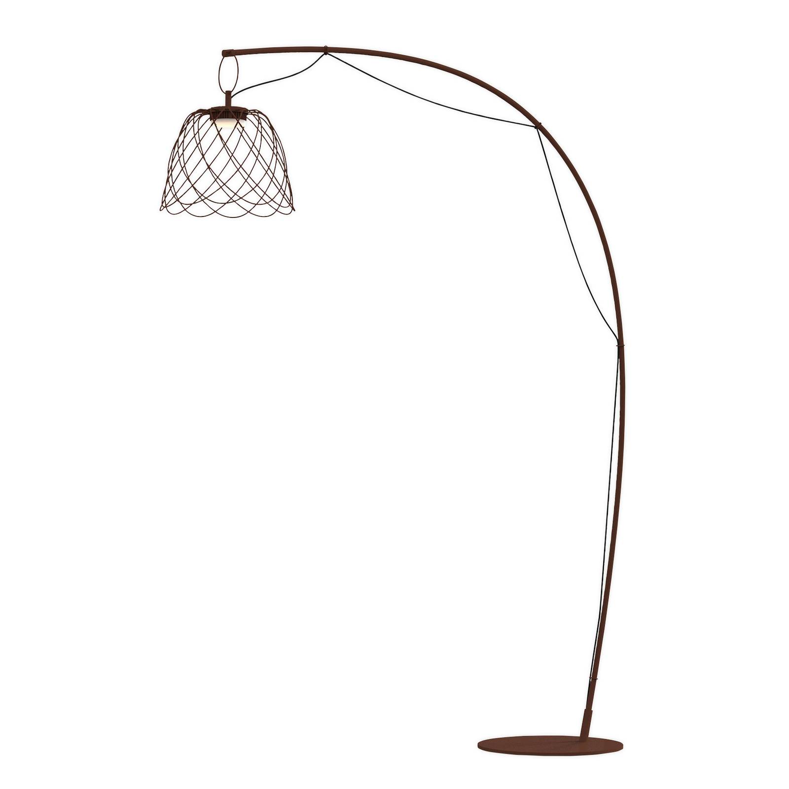 Gibas LED floor lamp Nefer, IP44, power cable, corten, for Living / Dining Room, metal, 16 W, W: 43 cm, H: 220 cm