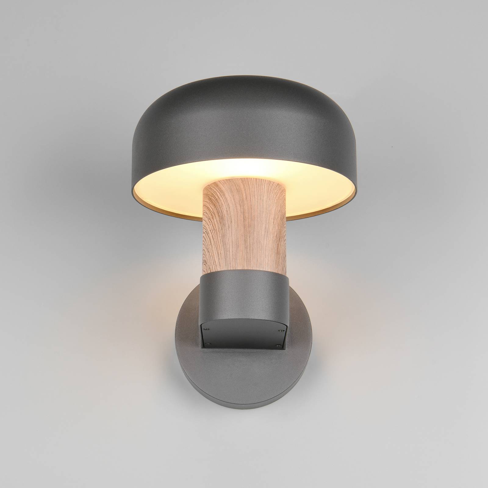 Außenwandleuchte Fraser, grau/Holzoptik, Alu, IP54, E27 günstig online kaufen