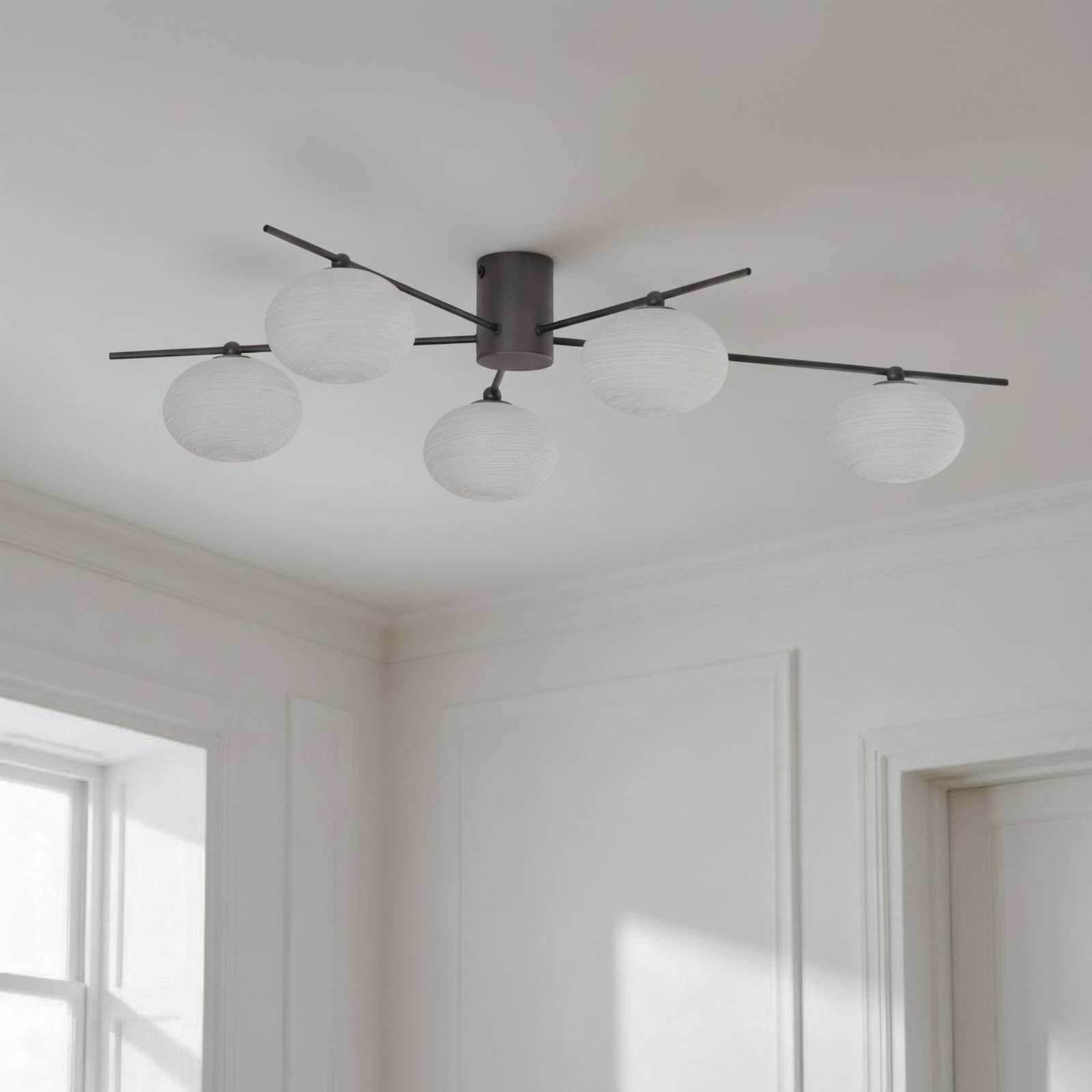 Lindby Valisa plafondlamp, zwart, 5-lamps