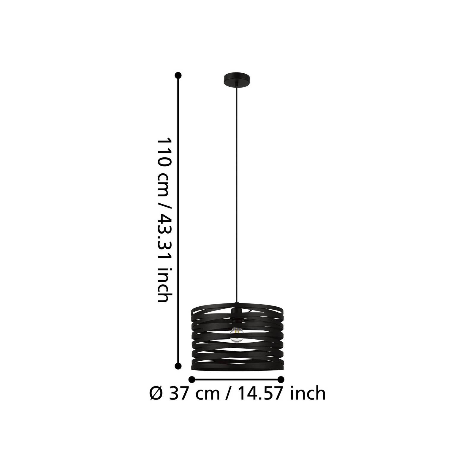 Lampa wisząca Cremella, Ø 37 cm, czarna, stalowa