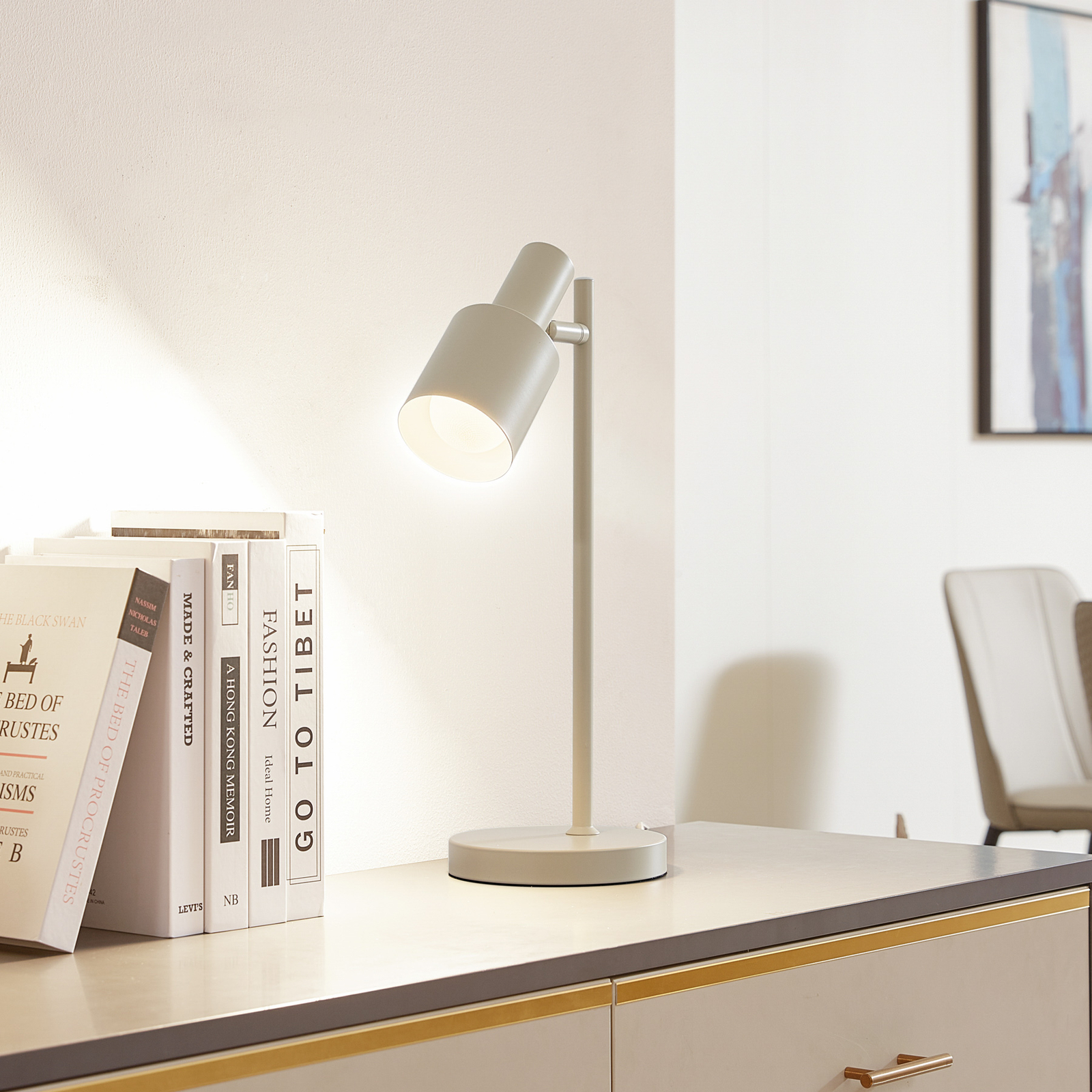 Lindby bordslampa Ovelia, beige