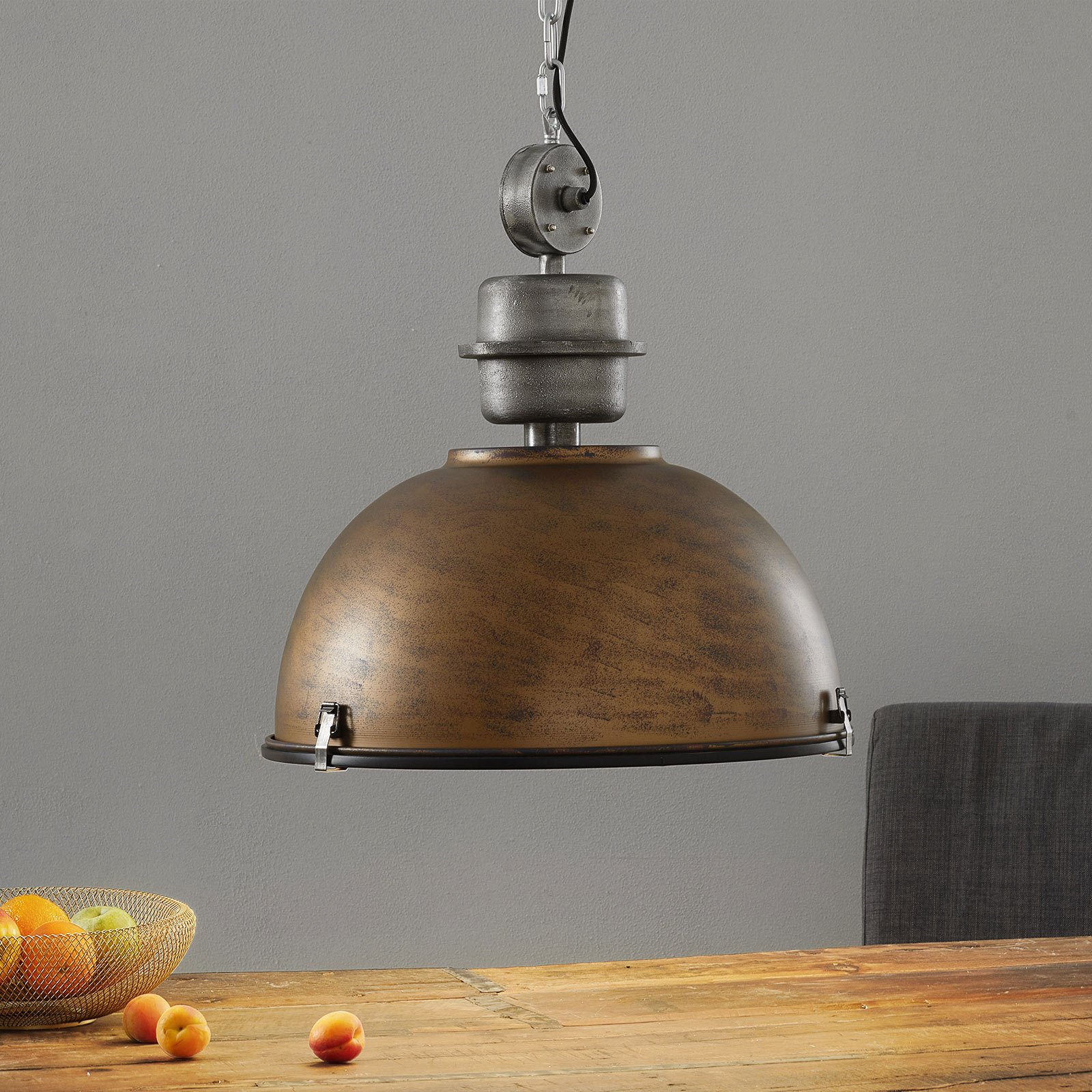 Bruine hanglamp Bikkel XXL in industrieel ontwerp