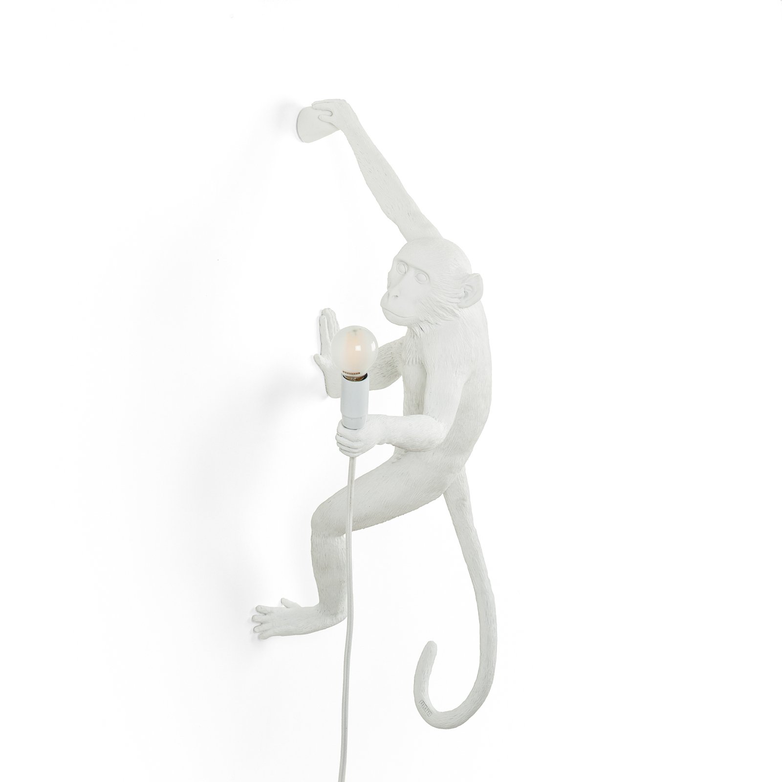 LED-dekorerad vägglampa Monkey Lamp, vit, höger