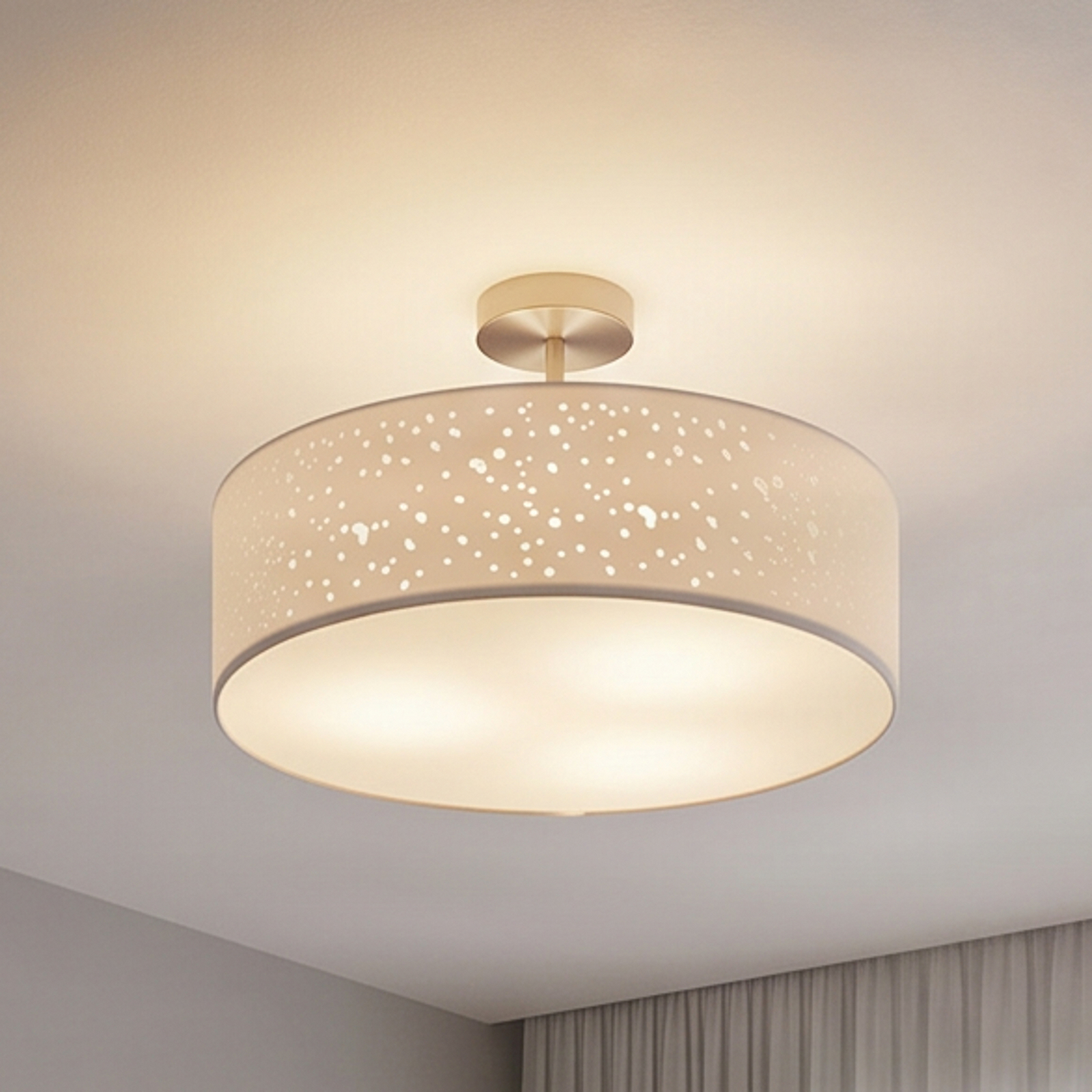 Lindby Deckenlampe Umma, Abstand, weiß, Stoff, Ø 50 cm, E27