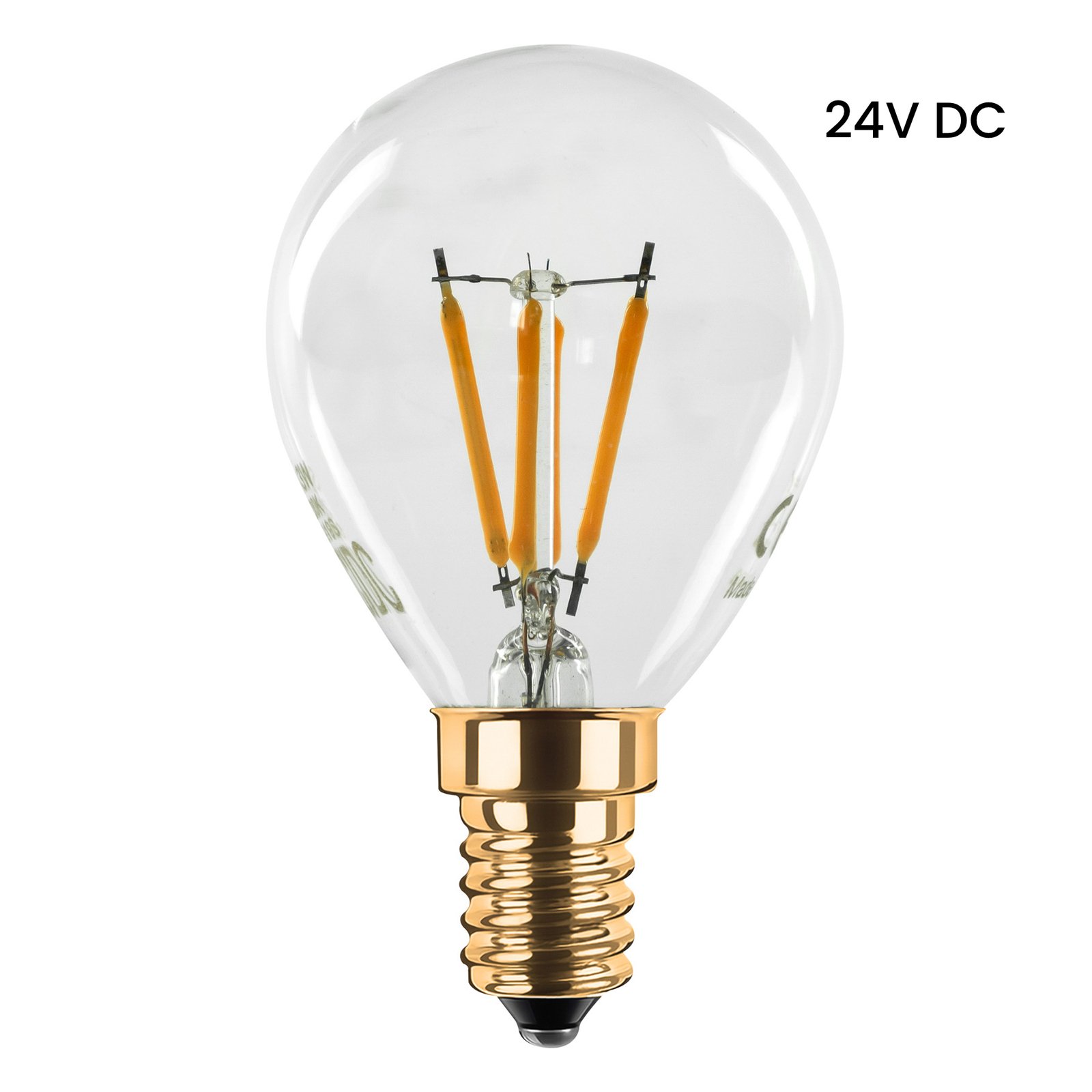 Kapková LED žárovka SEGULA 24V DC E14 3W Filament 922