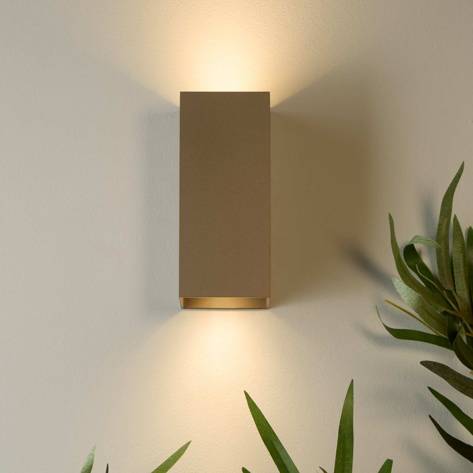 Wandlampe London Square, braun, Höhe 15 cm, Metall, 2-flg.