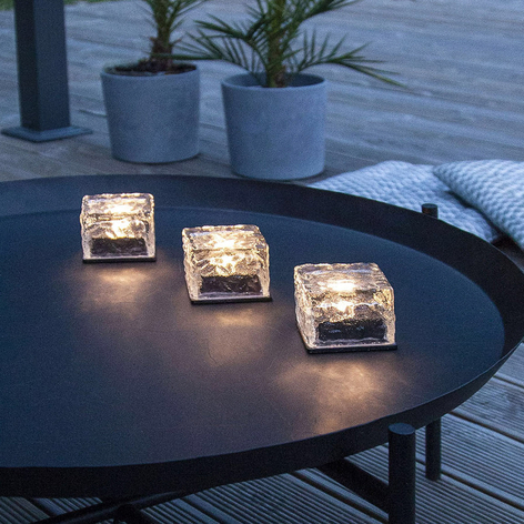 Świeca solarna LED Icecube, 3 szt. kostka lodu