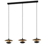 Candeeiro suspenso LED Nuvano, três luzes, preto/dourado