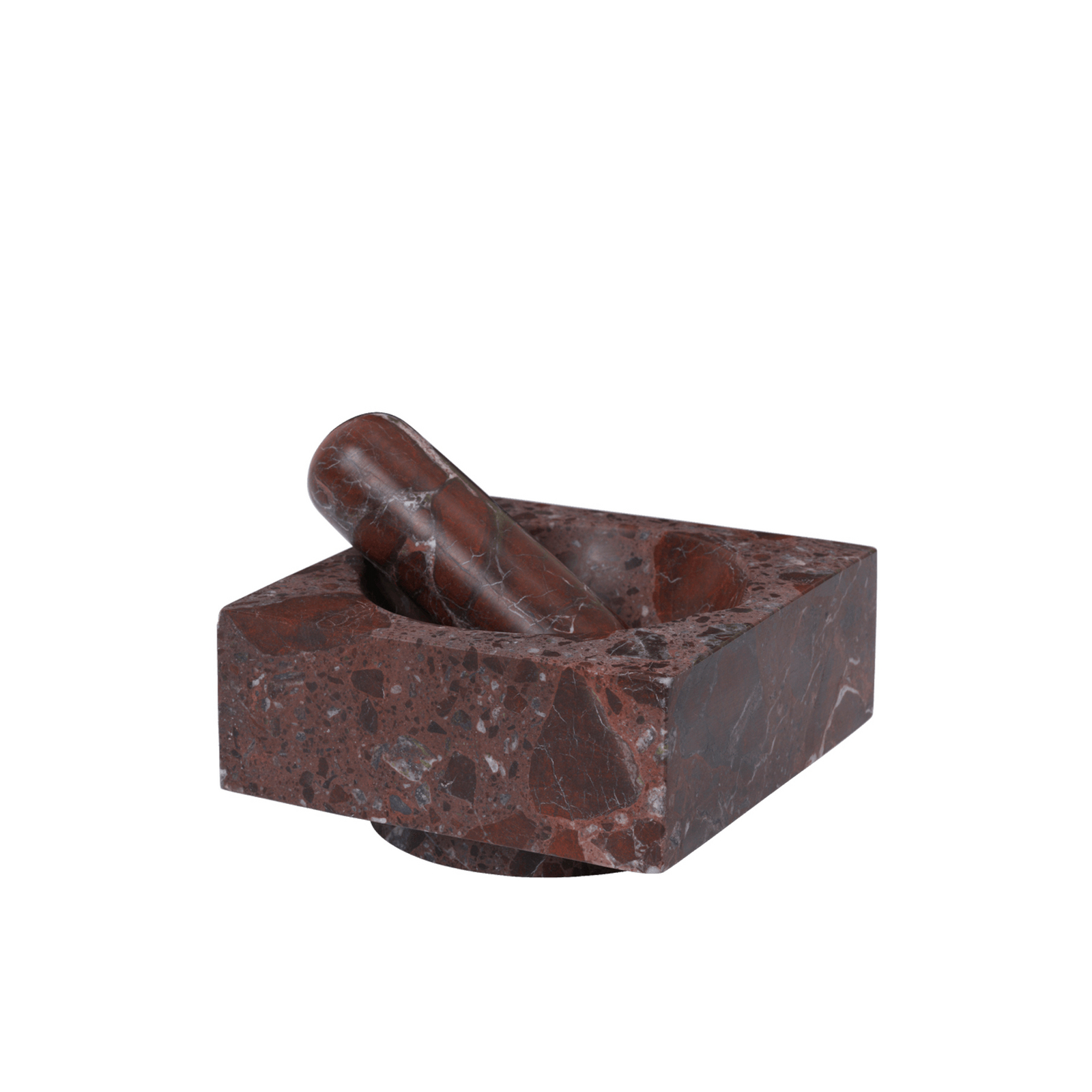 Sada hmoždířů Tvara, mramor červený, 13 x 13 cm – ferm LIVING