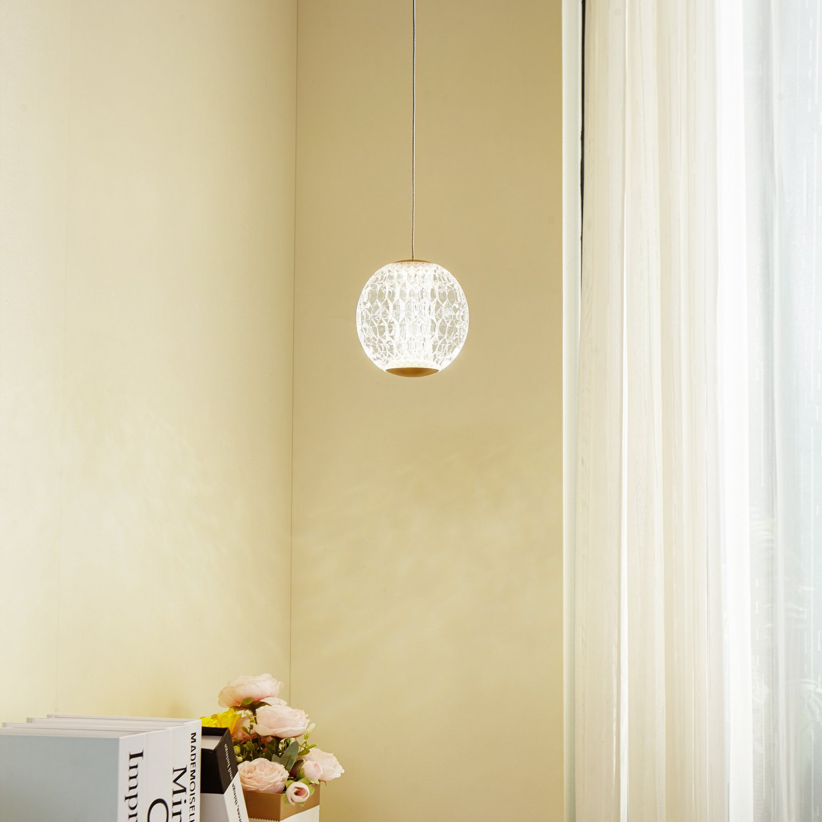 Ismenia LED-Hängeleuchte Ø 11 cm messing einflammig Acryl - Lucande