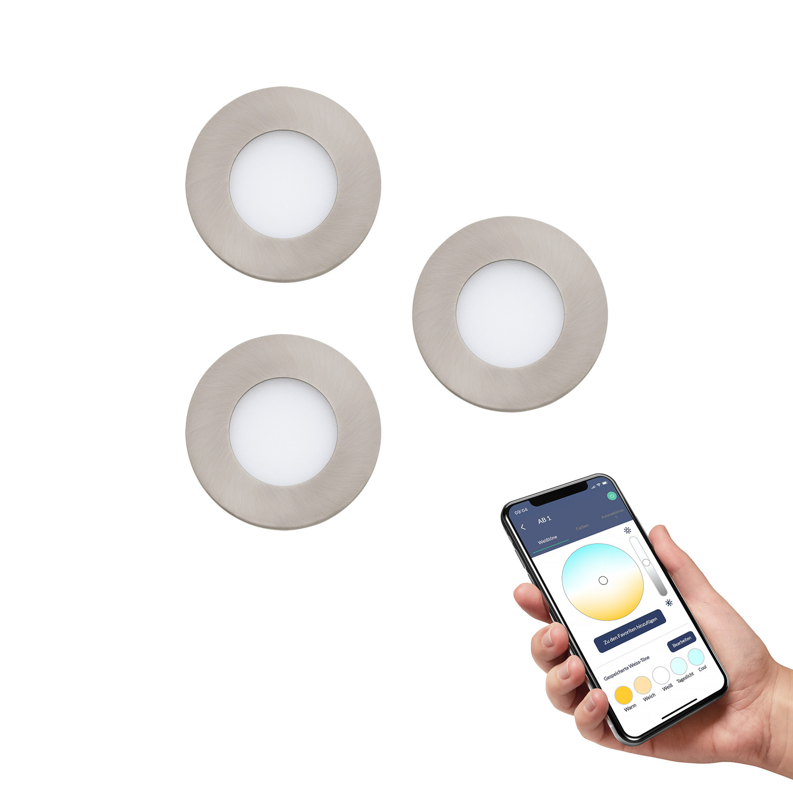 EGLO connect Fueva-C spot wpuszczany LED 8,6cm, zestaw 3 szt