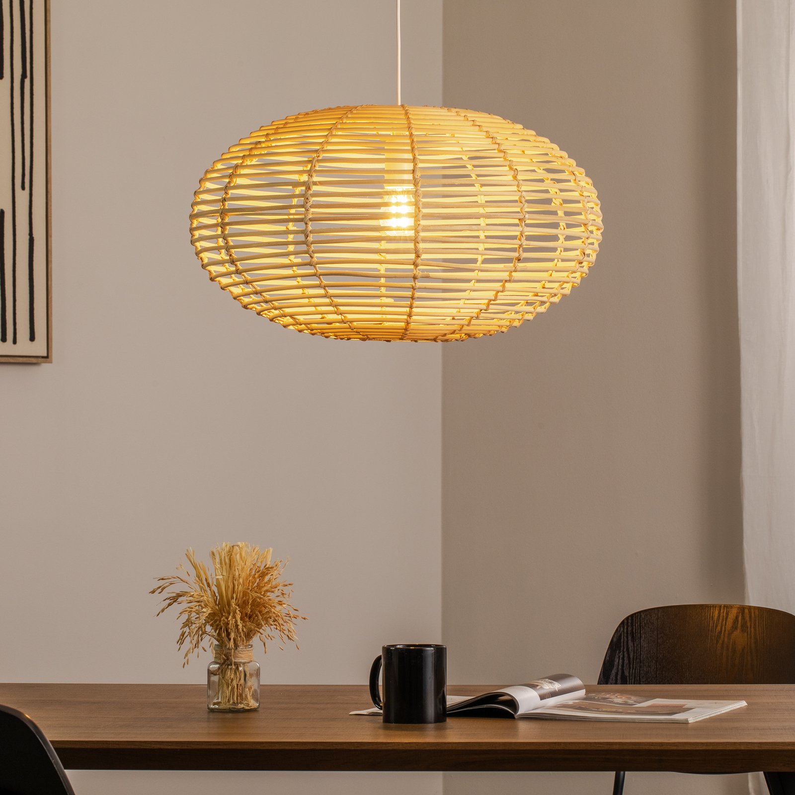 RATTAN pendant light, Ø 60 cm, natural brown, rattan, E27