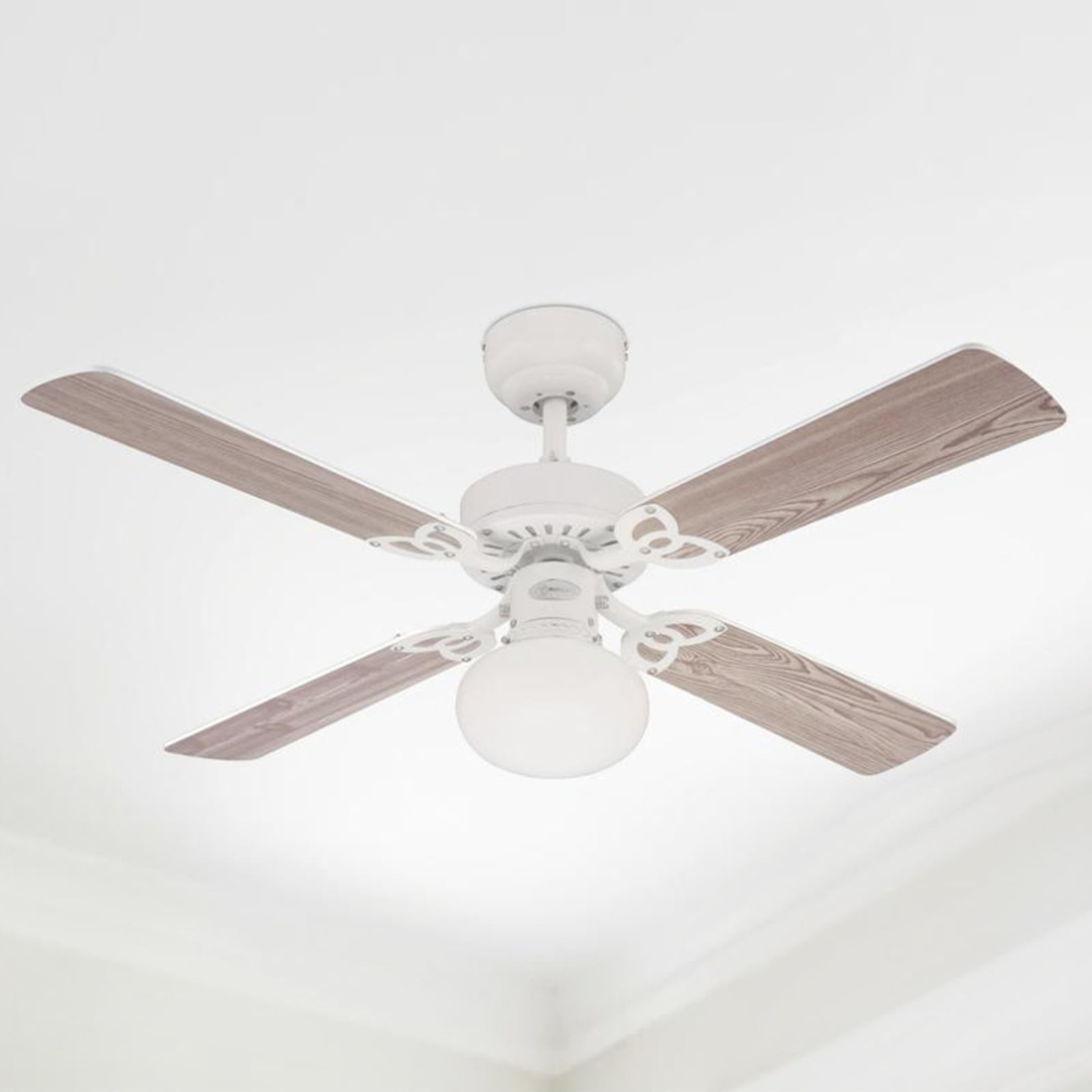 Vegas Ventilator, Licht, weiß/kiefer, leise - Westinghouse