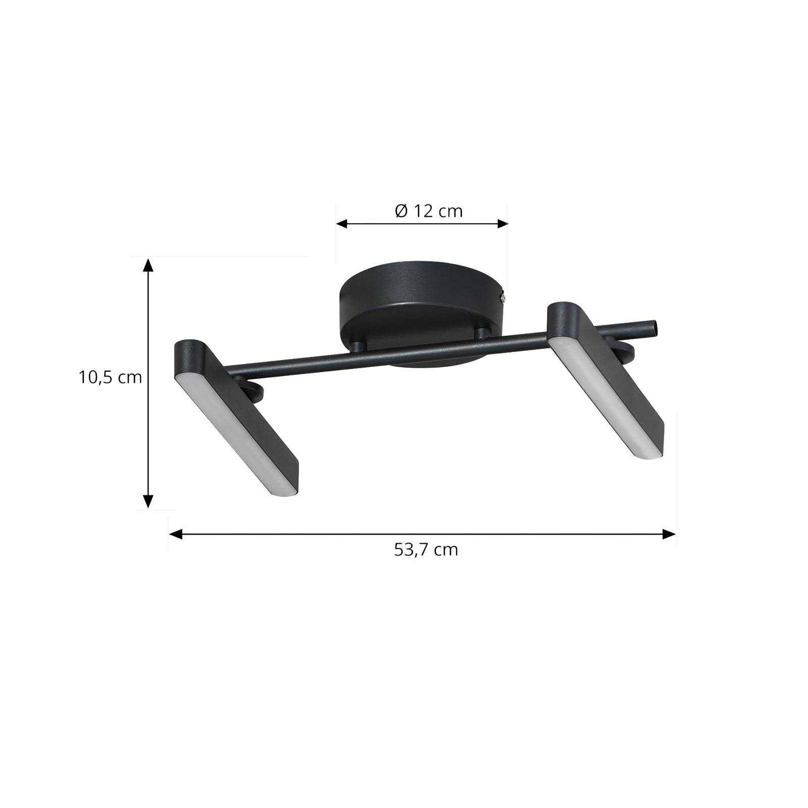 Lampa sufitowa LED Lindby Eldrin, 2-punktowa, czarna, listwa świetlna