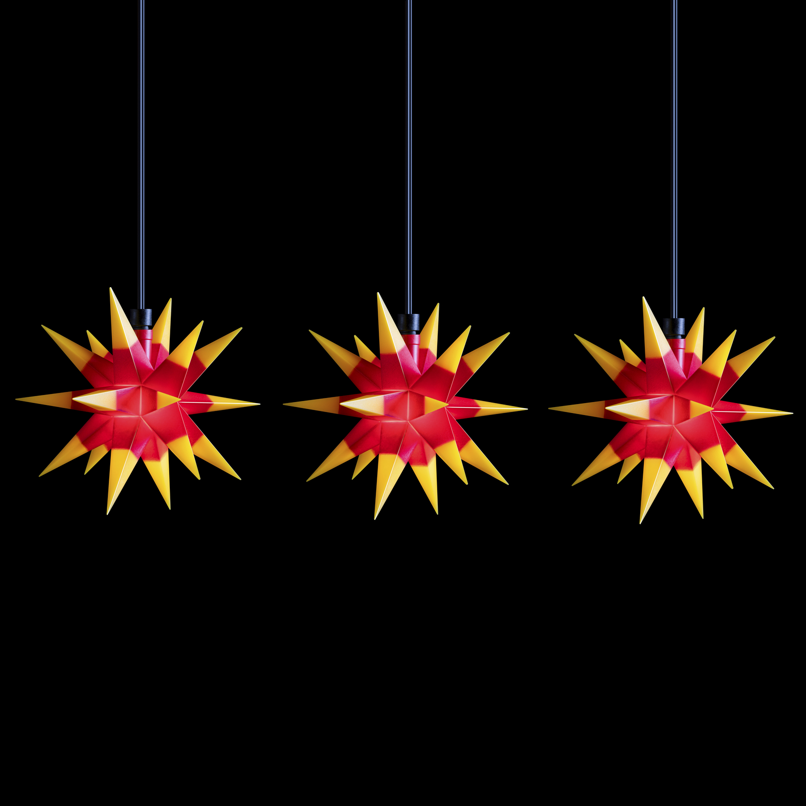 LED-Lichterkette Mini-Sterne außen 3-fl. rot/gelb