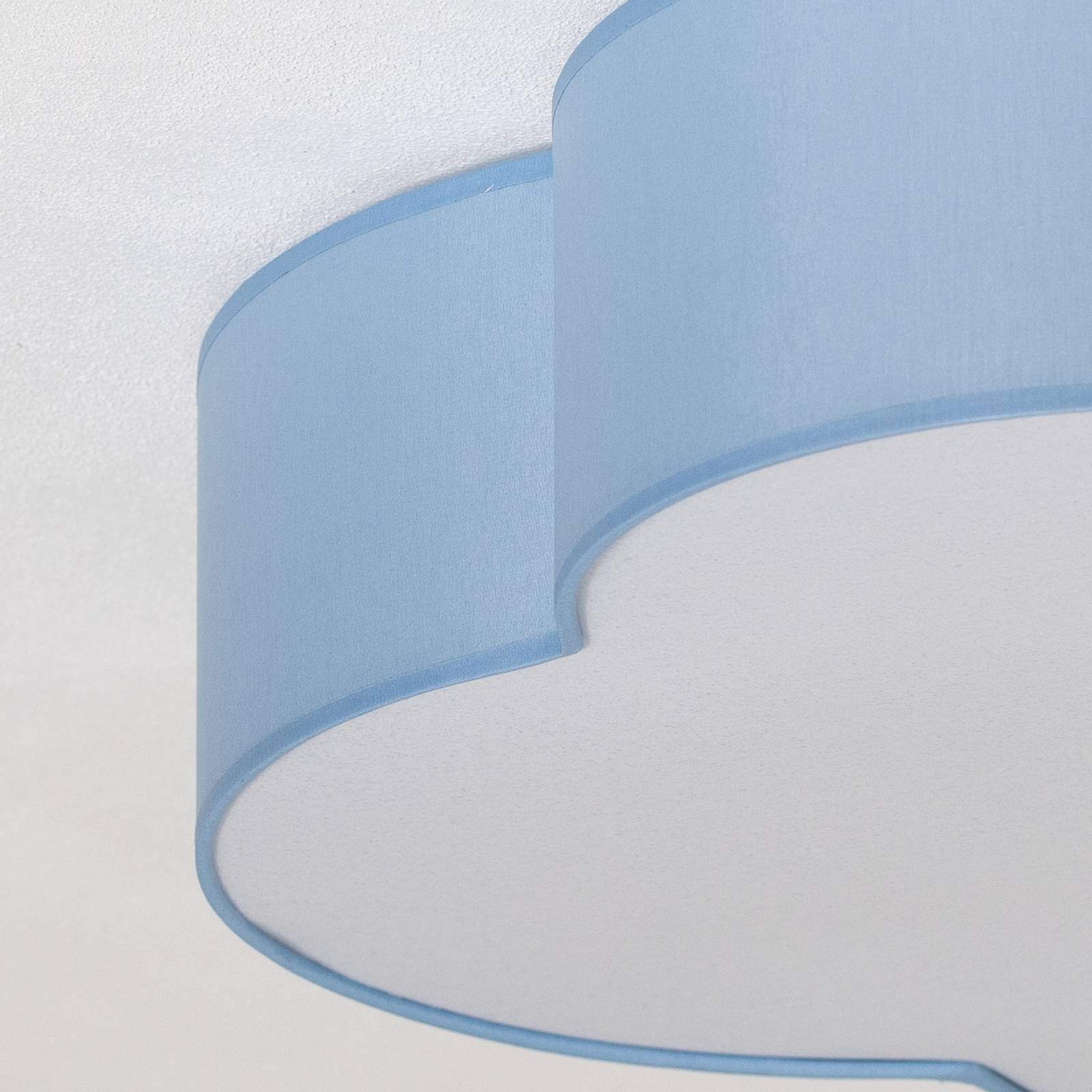 Lampa sufitowa Cloud, niebieska, długość 63 cm, tekstylna, chmurka, E27