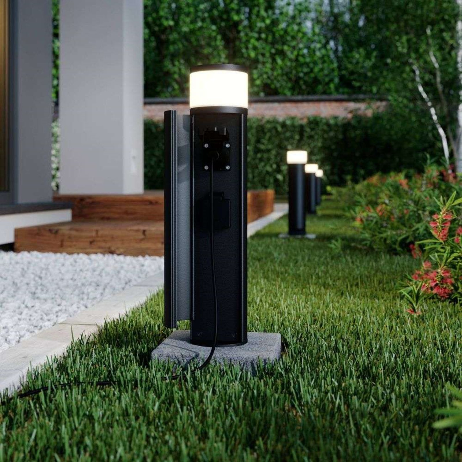 Corban Cover Up Vonkajšie Záhradná Lampa w/2 Power strip Graphite - Lucande