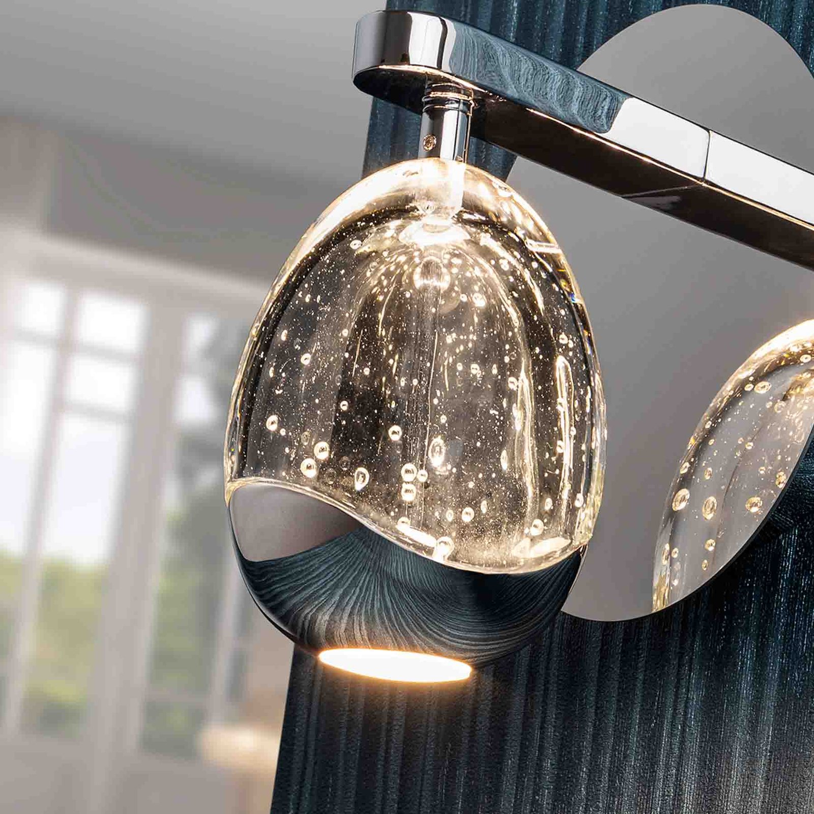 LED wandlamp Rocio, metaal, glas, 1-lamp, chroom