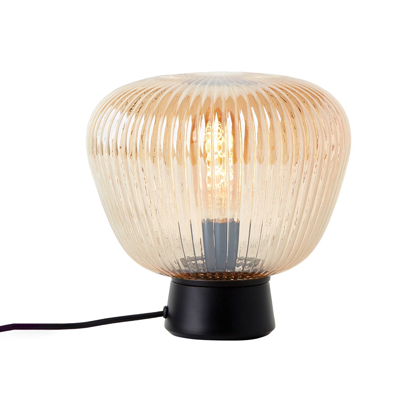 Tischlampe Kaizen, Ø 25 cm, bernstein, Glas