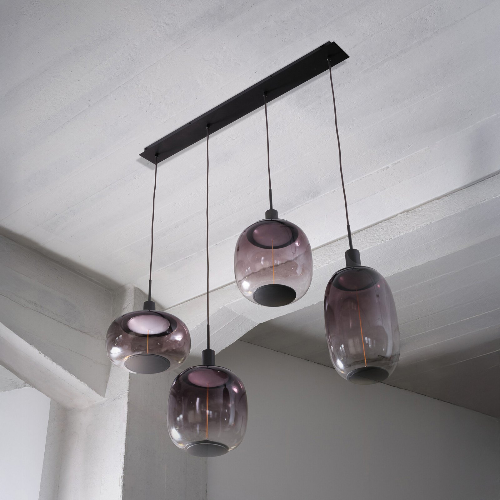 Suspension OSRAM Decor Needle Linear, gris, acier, à 4 lampes E27