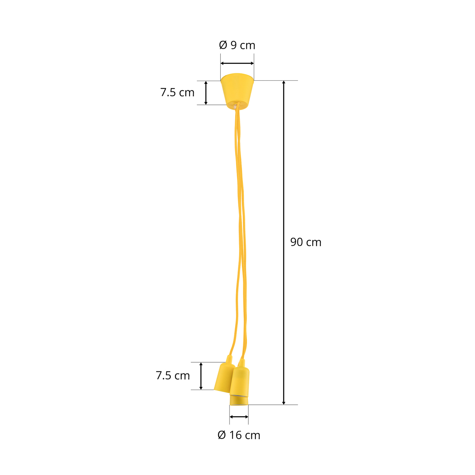 Lámpara colgante Brasil, amarillo, 3 luces