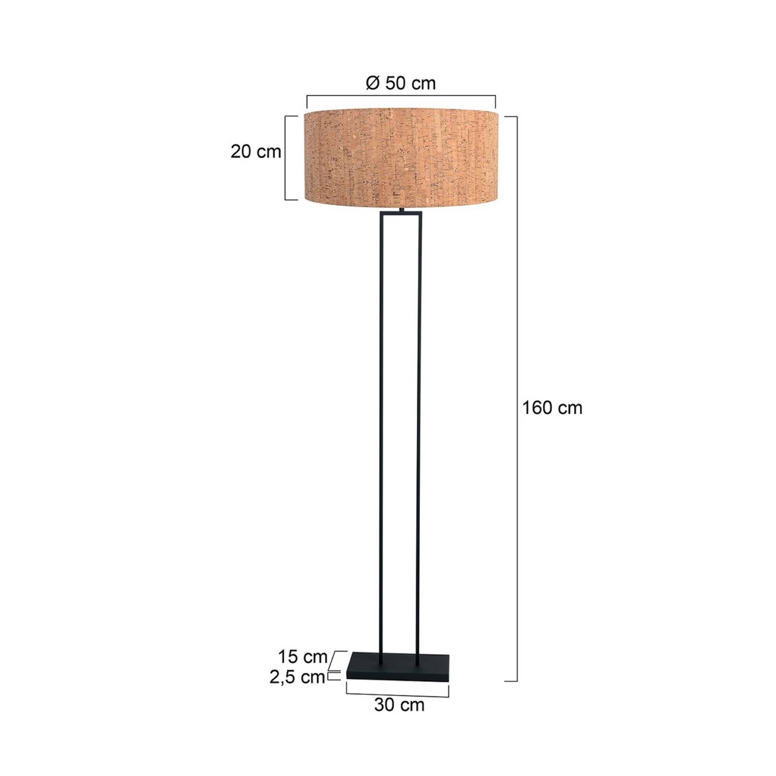 Steinhauer Stojací lampa Stang, černé/hnědé, výška 160 cm, korek