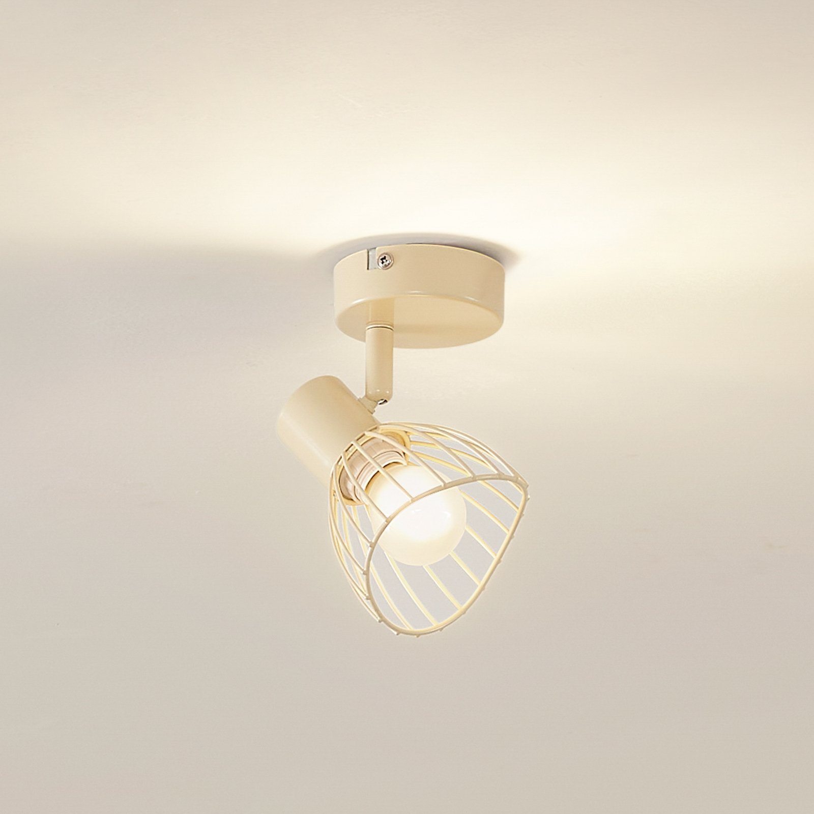 Lindby ceiling light Piena, beige, 1-bulb, iron